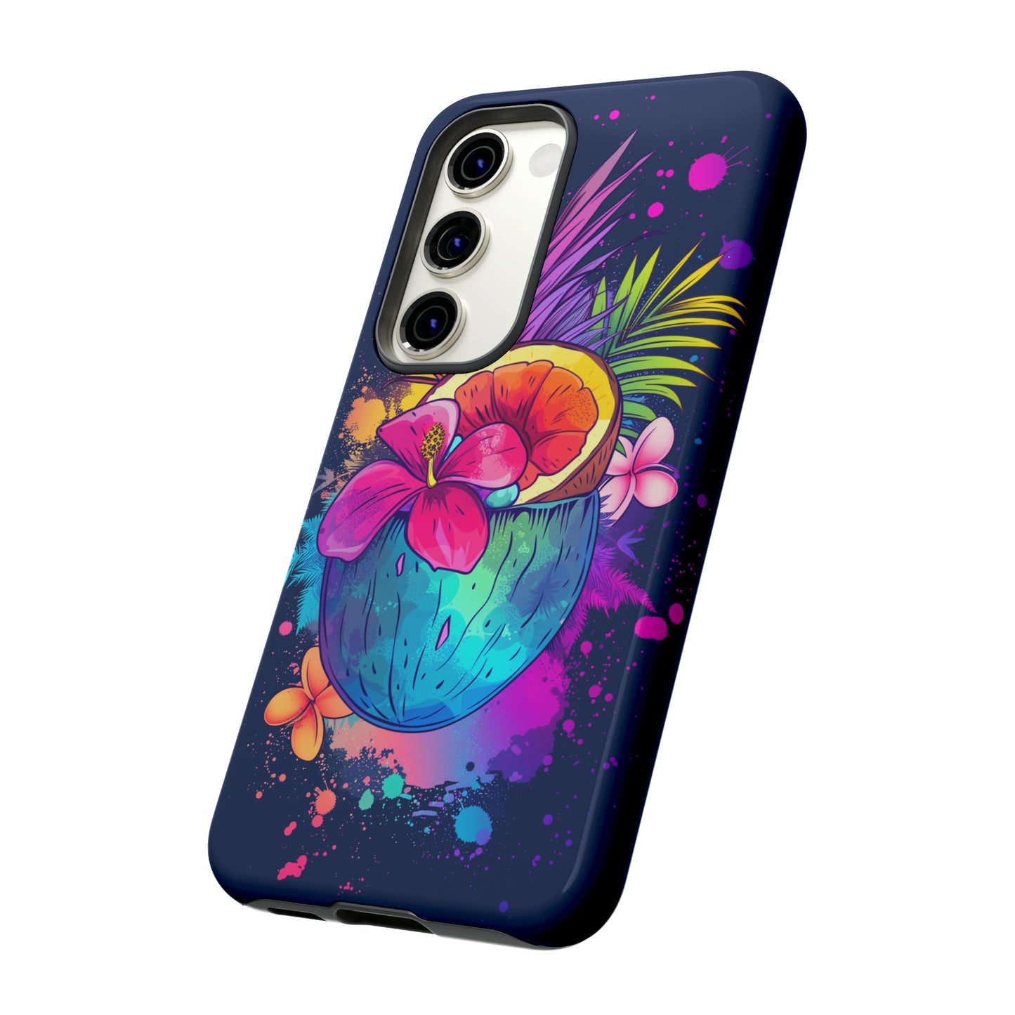 Coconut Dark Colorful Hawaiian Tropical Phone Case, Island Tropics, Wireless Compatible, Protective Cell Phone Case iPhone, Samsung, Pixel