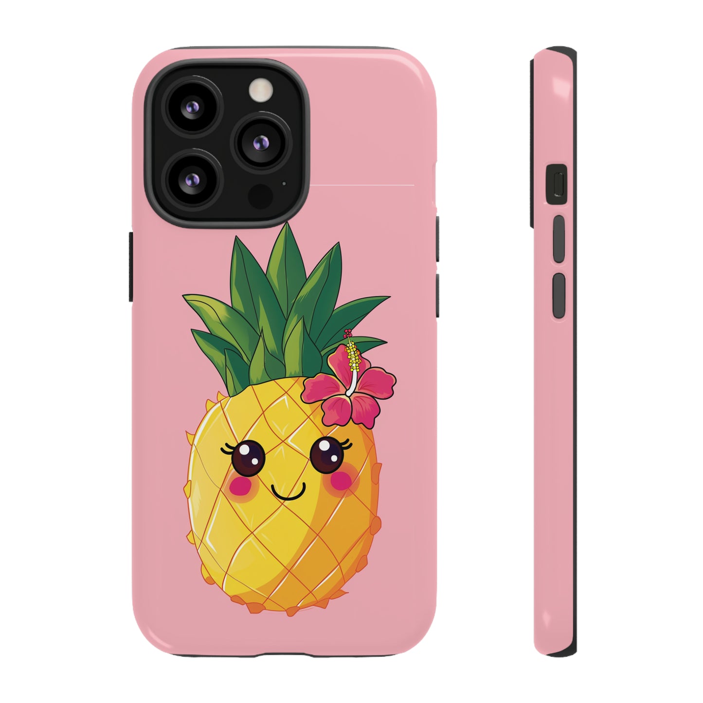 Cute Pineapple Hawaiian Phone Case, Tropical, Hibiscus, Wireless Compatible, Protective Cell Phone Case for iPhone, Samsung, Pixel phones