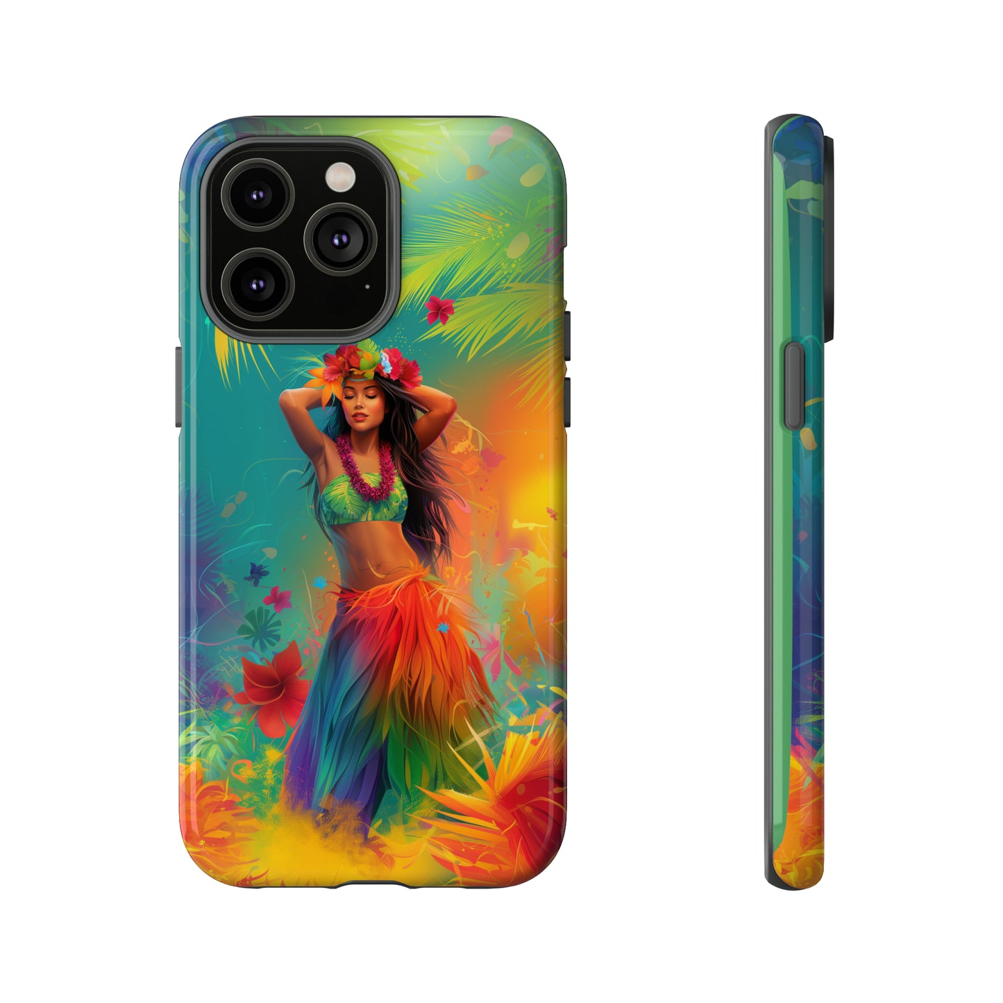 Hula Girl Hawaiian Phone Case, Tropical, Hibiscus, Wireless Compatible, Protective Cell Phone Case for iPhone, Samsung, Pixel phones