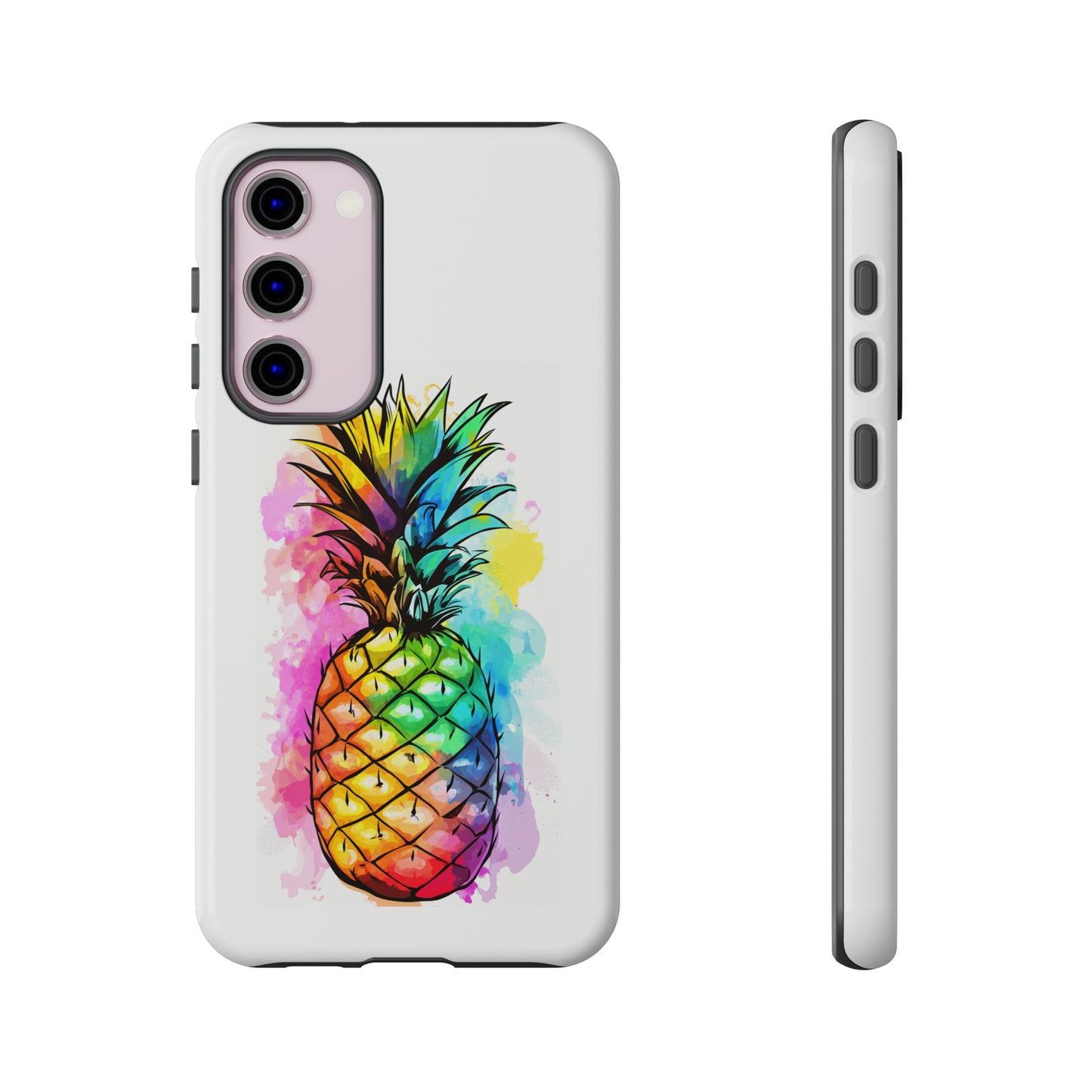 Color Splash Pineapple Hawaiian Phone Case, Tropical, Hibiscus, Wireless Compatible, Protective Cell Phone Case for iPhone, Samsung, Pixel