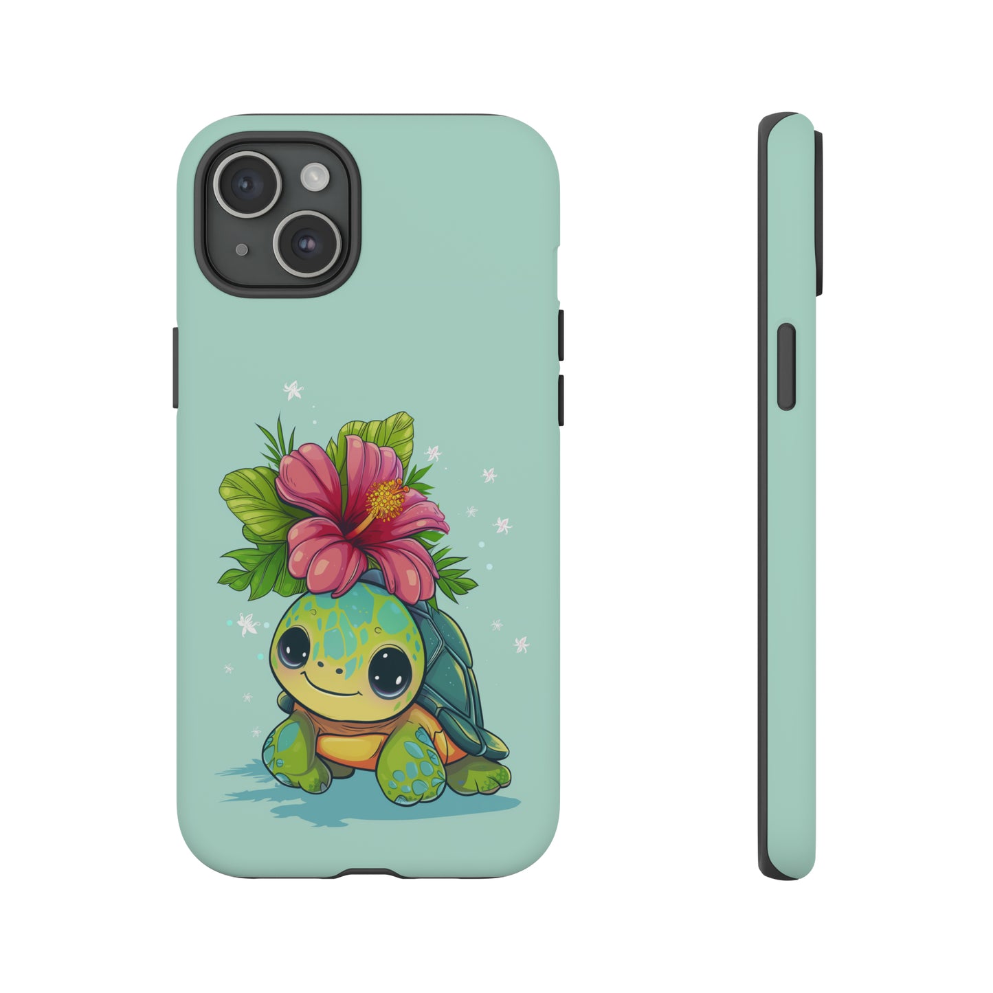 Cute Turtle Hawaiian Phone Case, Tropical, Hibiscus, Wireless Compatible, Protective Cell Phone Case for iPhone, Samsung, Pixel phones