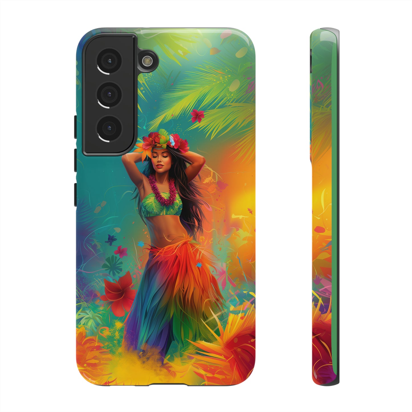 Hula Girl Hawaiian Phone Case, Tropical, Hibiscus, Wireless Compatible, Protective Cell Phone Case for iPhone, Samsung, Pixel phones