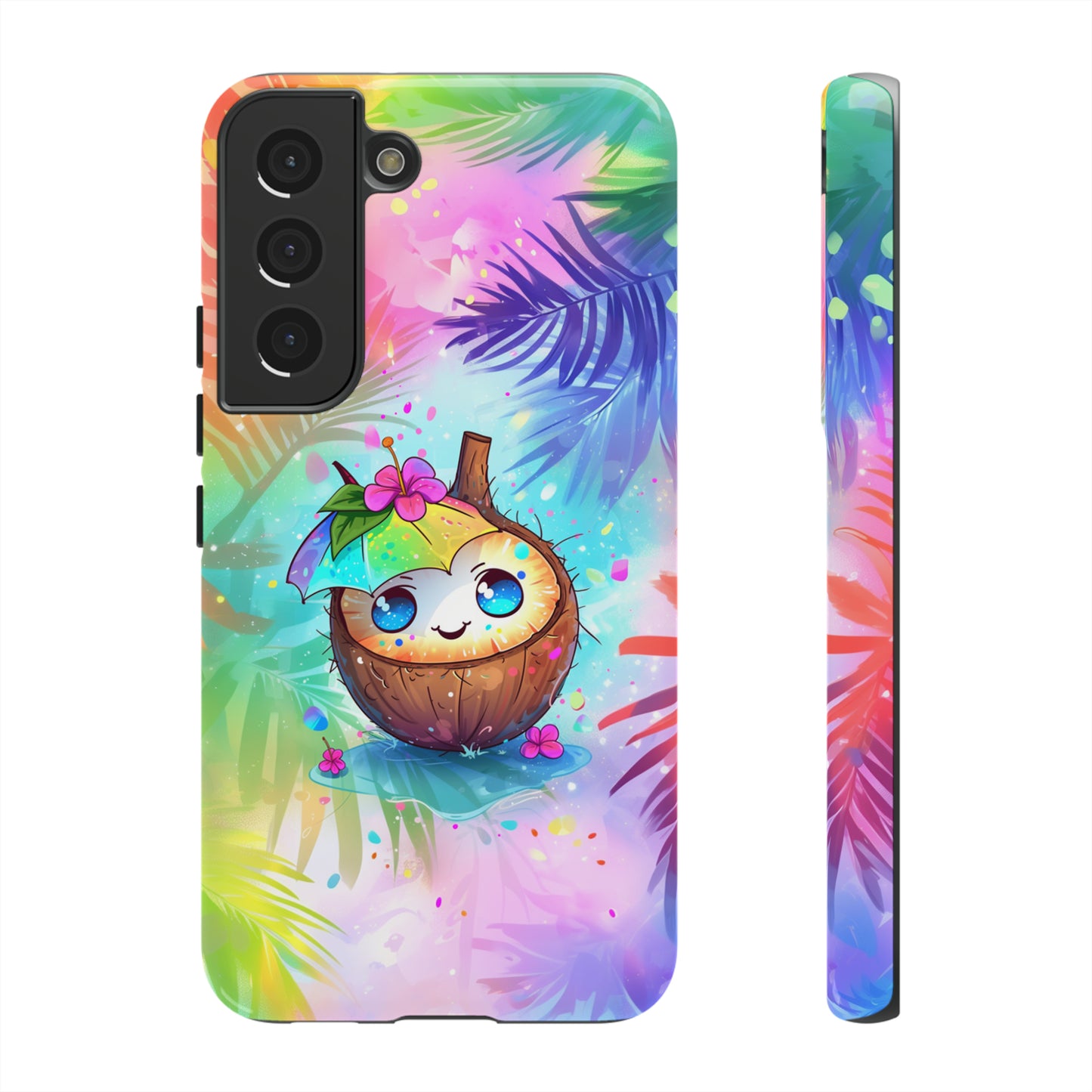 Cute Anime Coconut Hawaiian Tropical Phone Case, 808, Island Tropics, Wireless Compatible, Protective Cell Phone Case iPhone, Samsung, Pixel