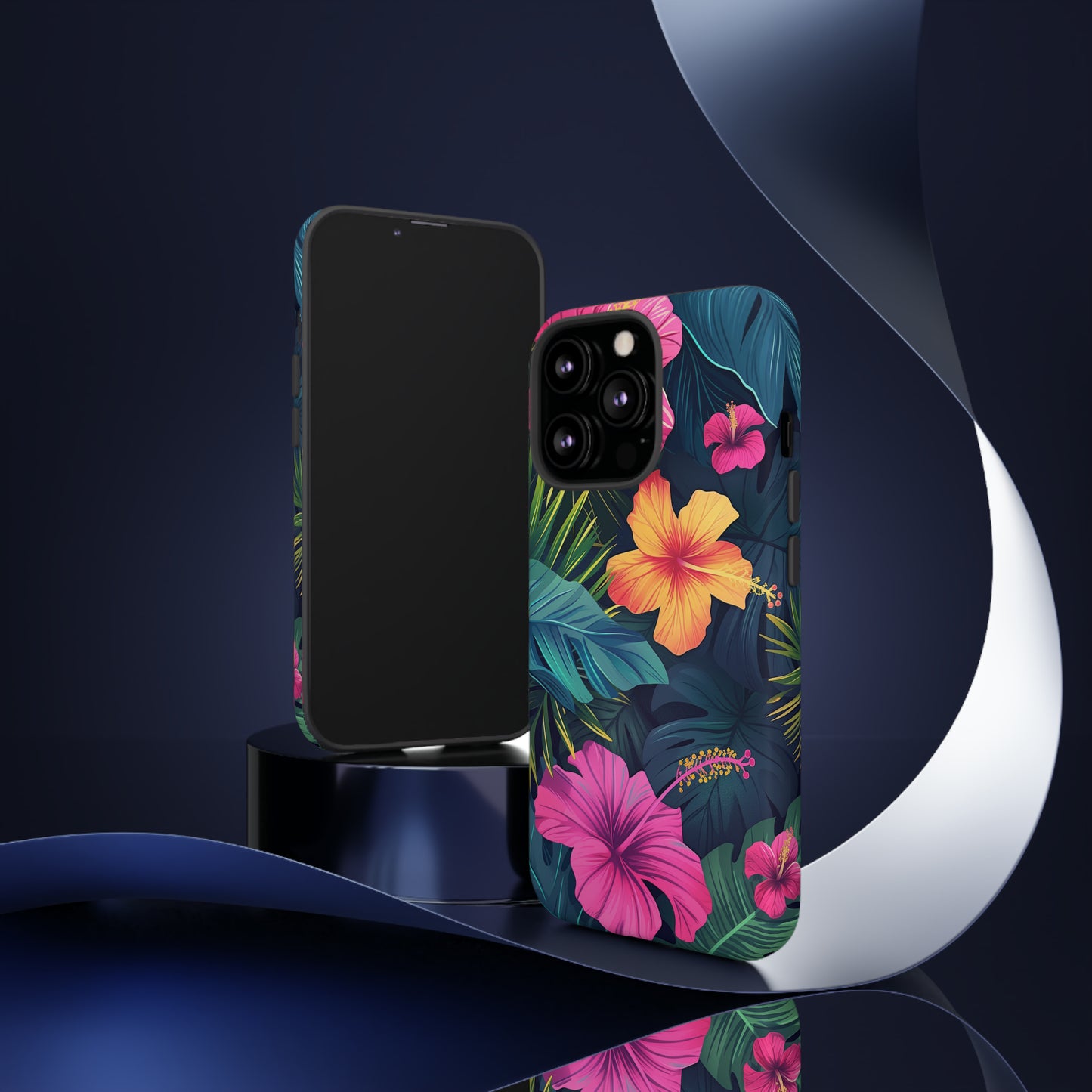Hibiscus Dark Hawaiian Tropical Phone Case, 808, Island Tropics, Wireless Compatible, Protective Cell Phone Case iPhone, Samsung, Pixel