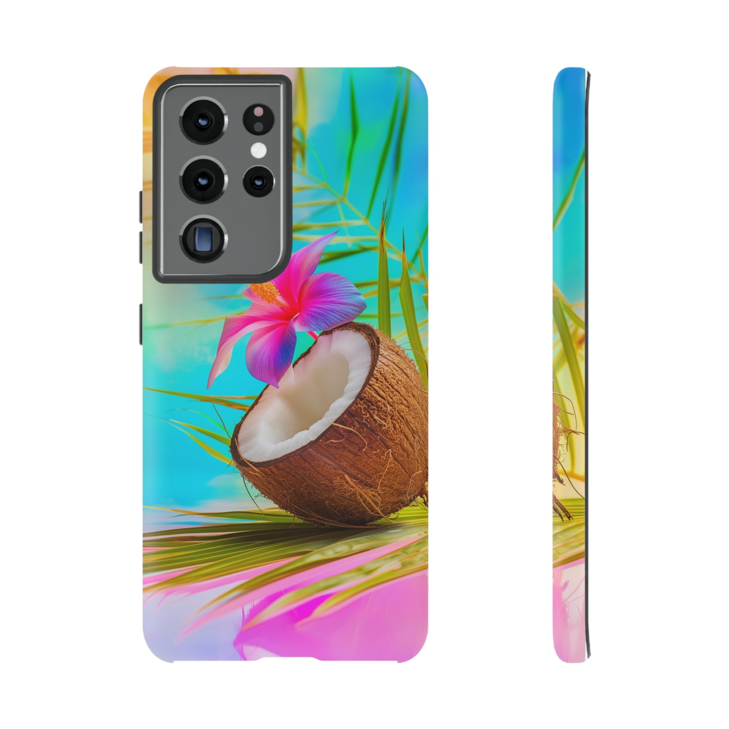 Coconut Colorful Hawaiian Tropical Phone Case, 808, Island Tropics, Wireless Compatible, Protective Cell Phone Case iPhone, Samsung, Pixel