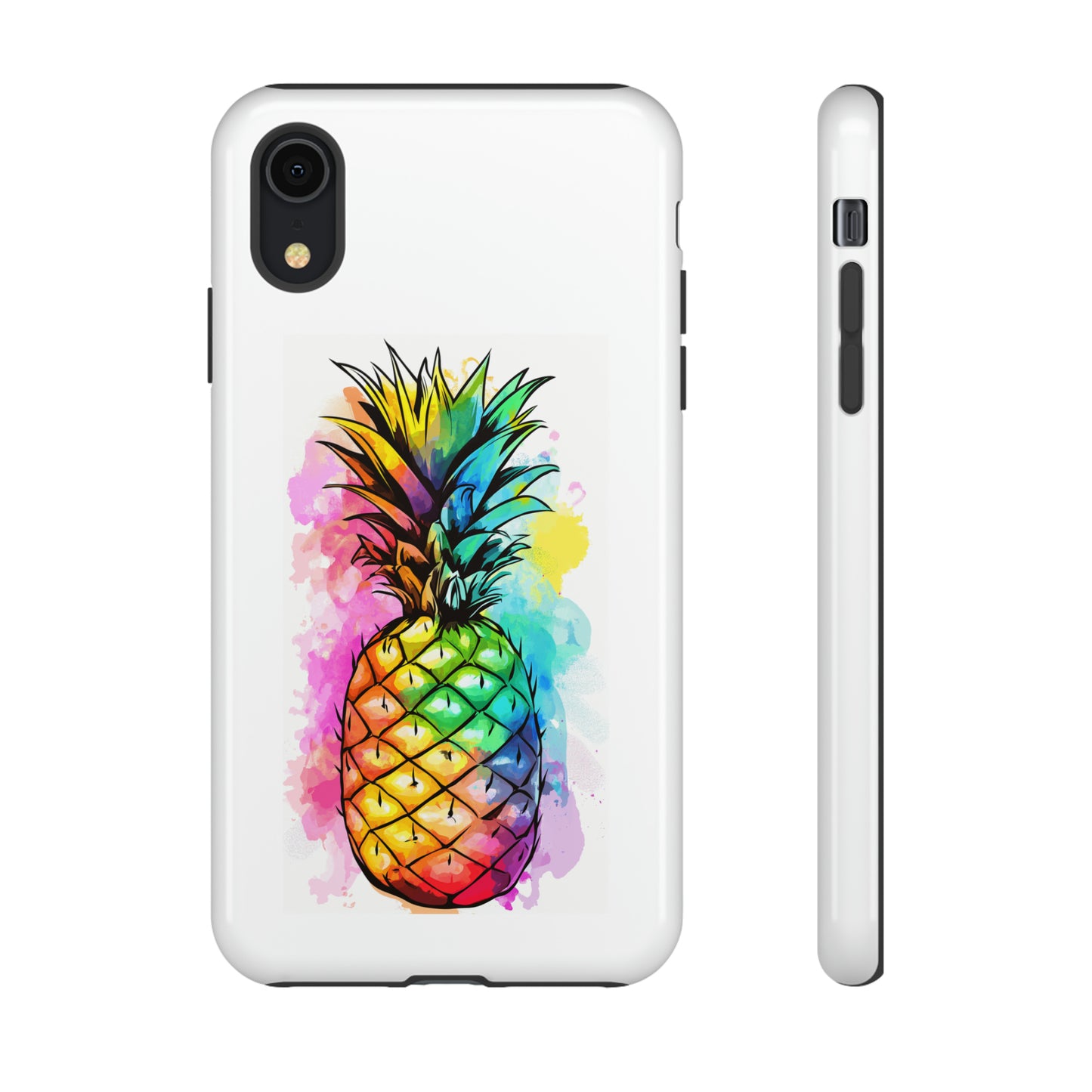 Color Splash Pineapple Hawaiian Phone Case, Tropical, Hibiscus, Wireless Compatible, Protective Cell Phone Case for iPhone, Samsung, Pixel