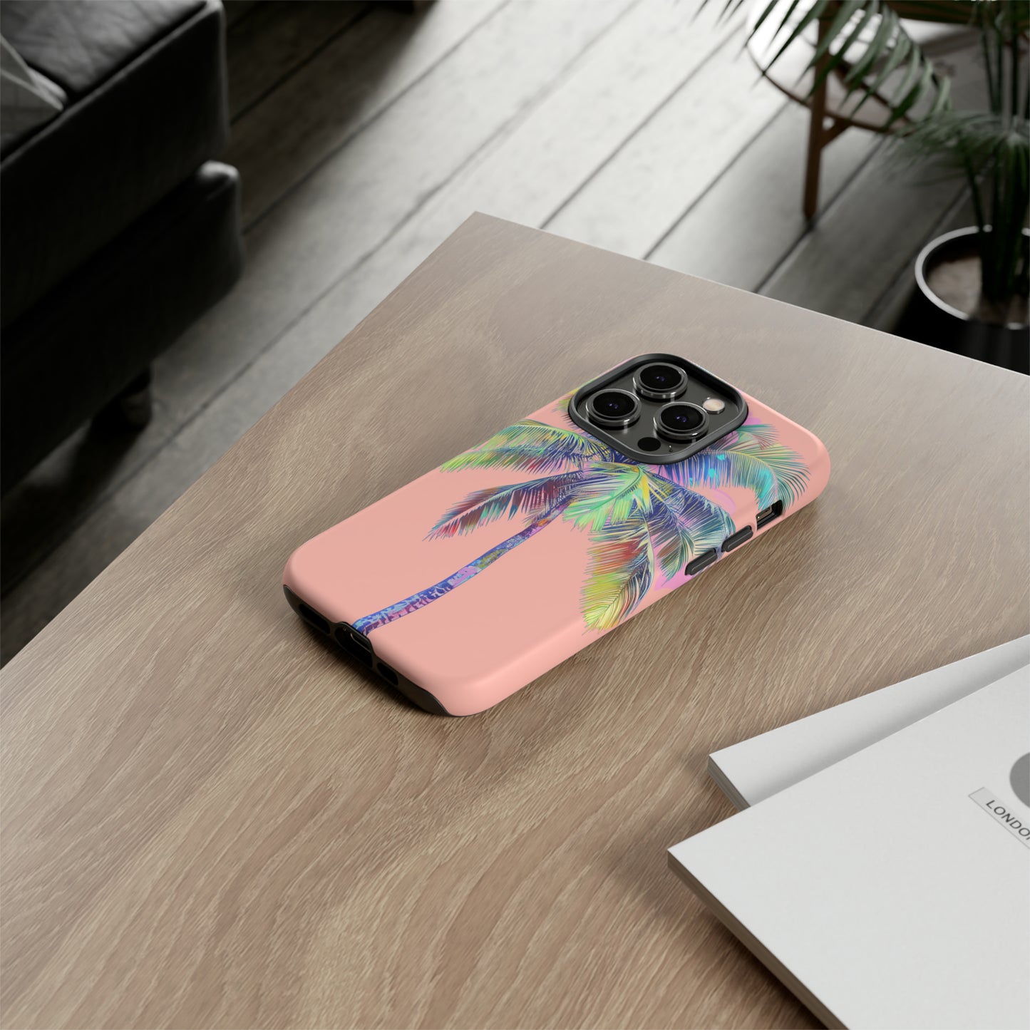 Pink Palm Tree Hawaiian Phone Case, Tropical, Hibiscus, Wireless Compatible, Protective Cell Phone Case for iPhone, Samsung, Pixel phones