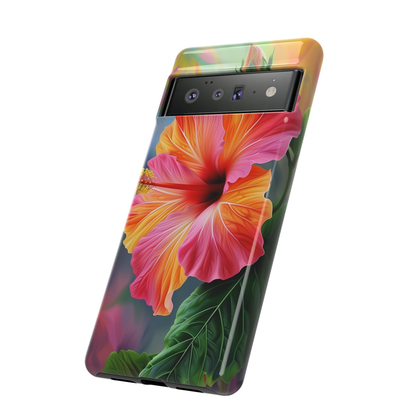 Hibiscus Flower Hawaiian Phone Case, Tropical, Wireless Compatible, Protective Cell Phone Case for iPhone, Samsung, Pixel phones