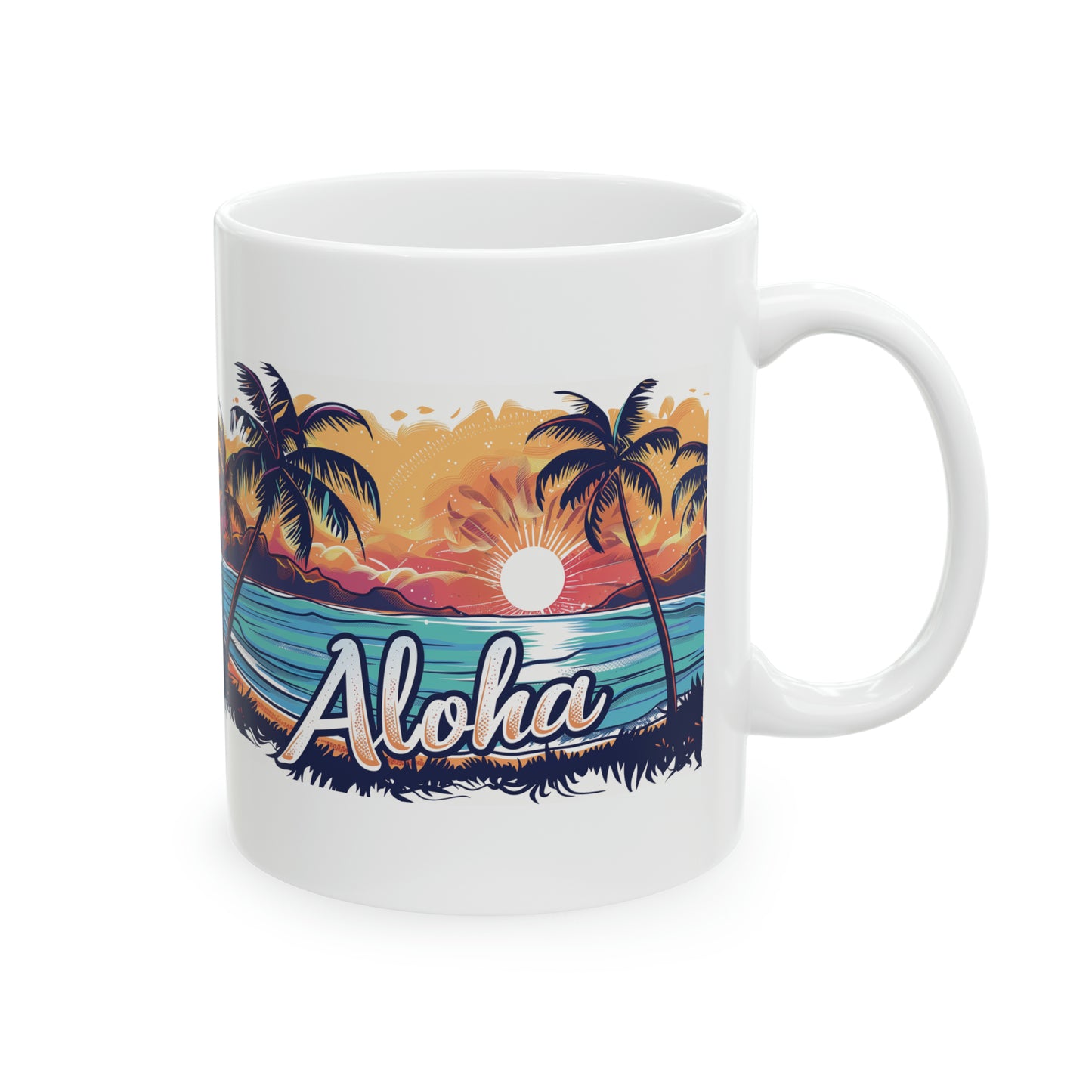 Aloha Sunset Hawaiian Ceramic Mug 11oz, Hawaii Mug, HI Mug, Aloha Mug, 808 Mug, Island Mug, Tropical Mug, Coffee Mug