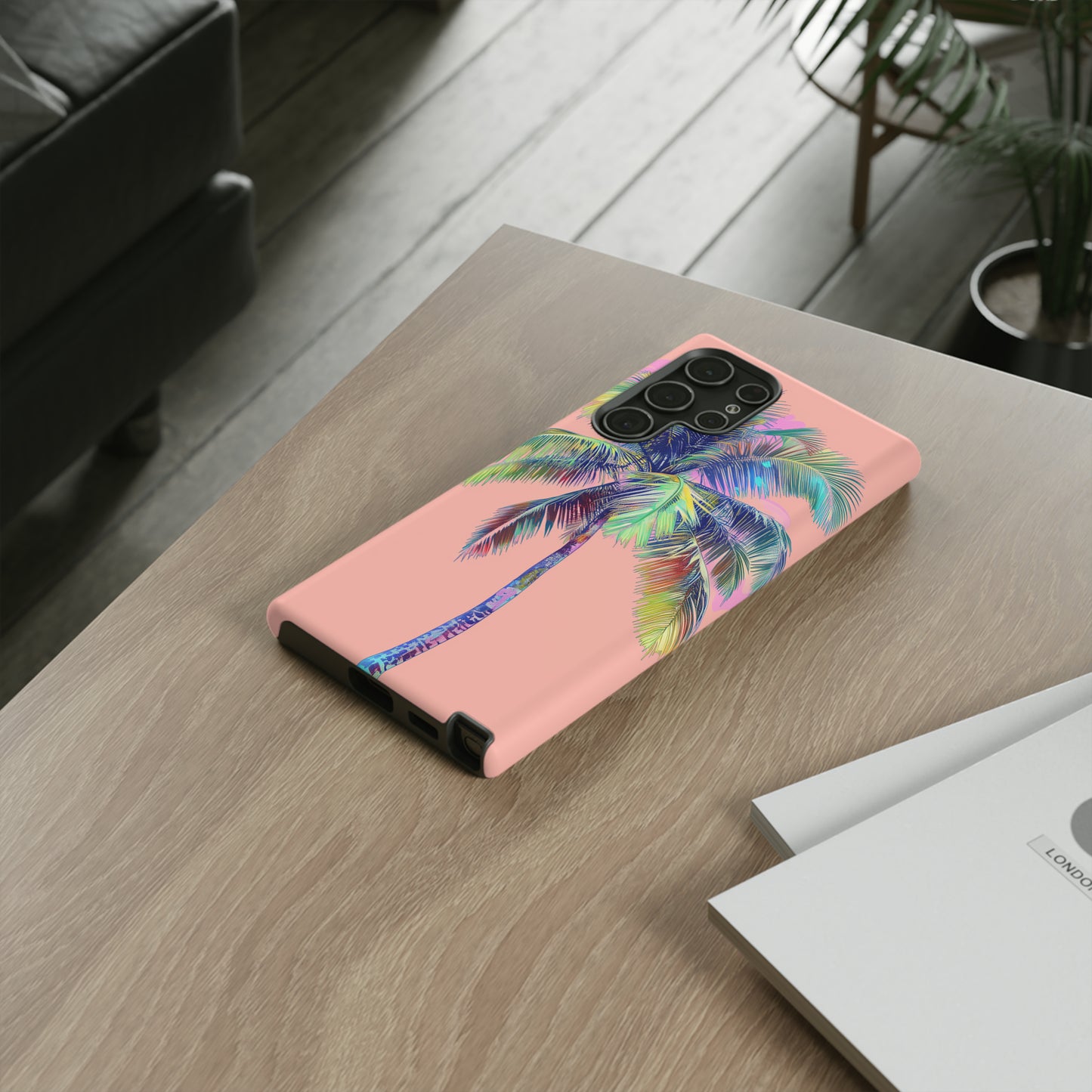 Pink Palm Tree Hawaiian Phone Case, Tropical, Hibiscus, Wireless Compatible, Protective Cell Phone Case for iPhone, Samsung, Pixel phones