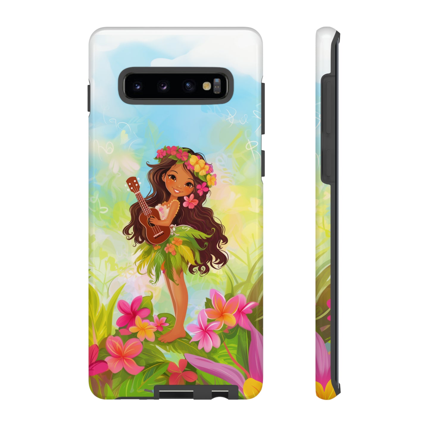 Cute Hula Girl Hawaiian Phone Case, Tropical, Hibiscus, Wireless Compatible, Protective Cell Phone Case for iPhone, Samsung, Pixel phones