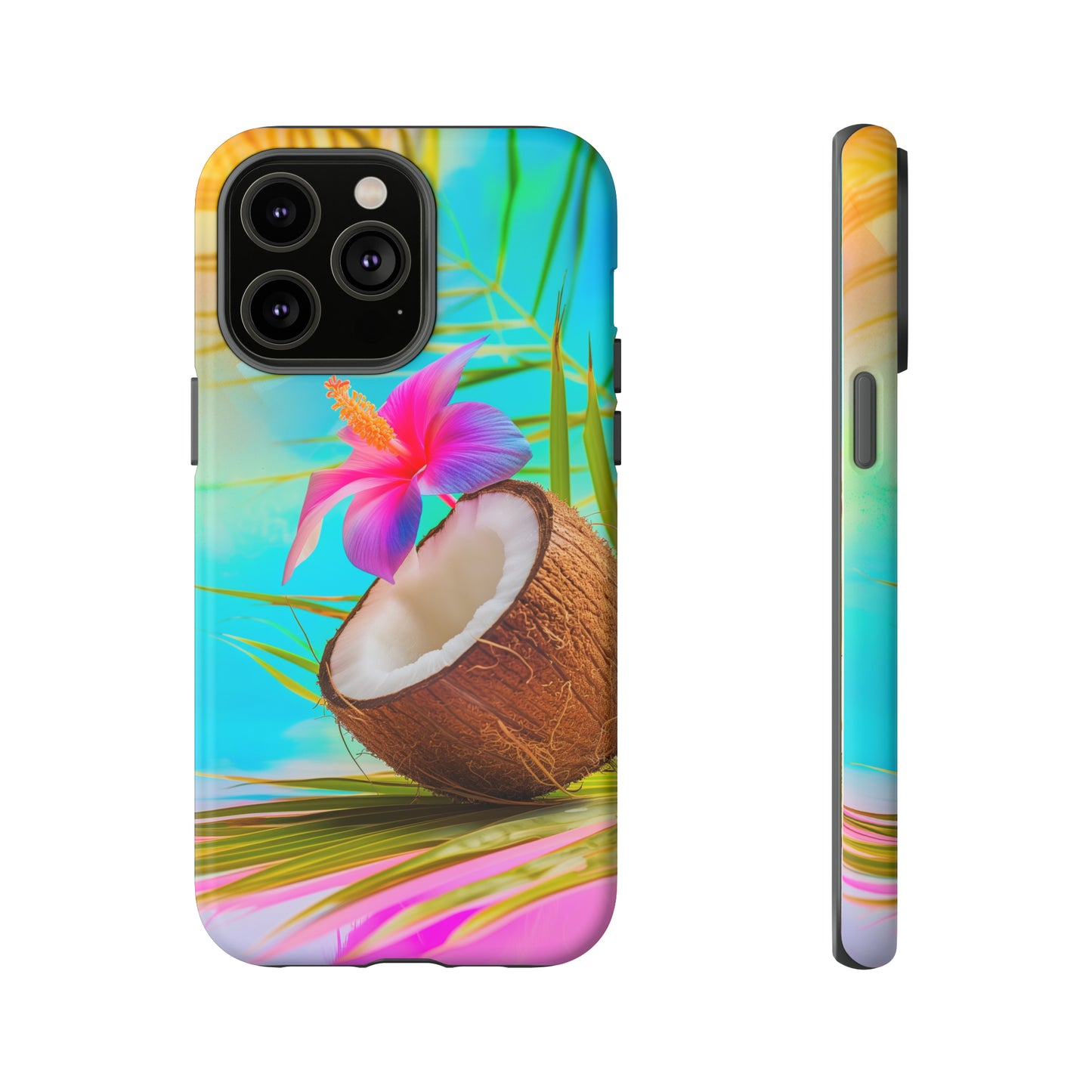 Coconut Colorful Hawaiian Tropical Phone Case, 808, Island Tropics, Wireless Compatible, Protective Cell Phone Case iPhone, Samsung, Pixel