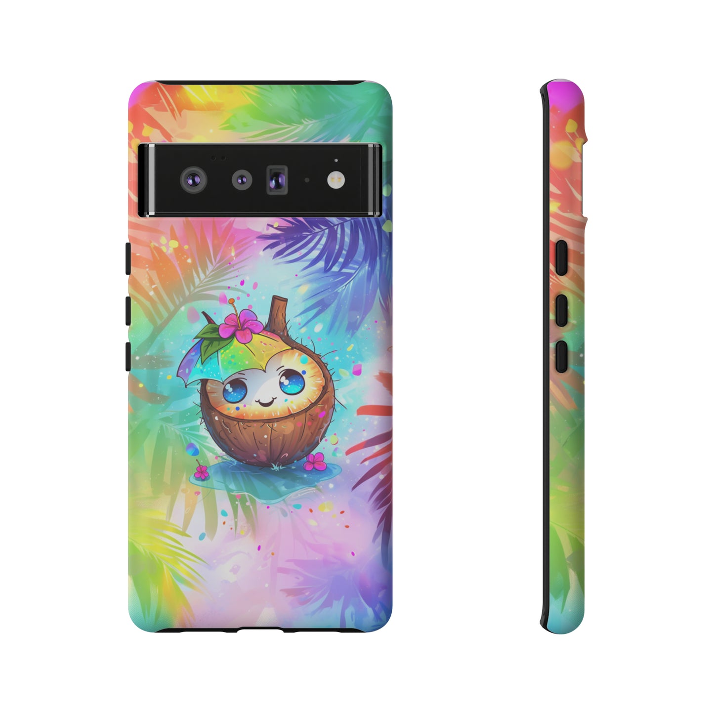 Cute Anime Coconut Hawaiian Tropical Phone Case, 808, Island Tropics, Wireless Compatible, Protective Cell Phone Case iPhone, Samsung, Pixel