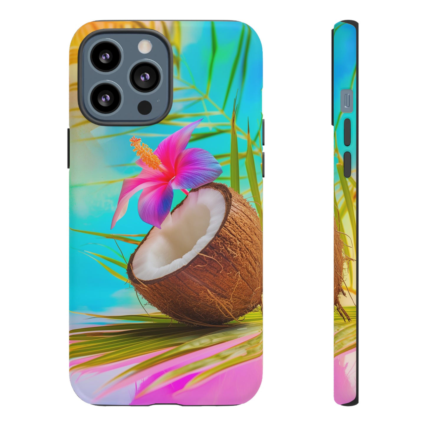 Coconut Colorful Hawaiian Tropical Phone Case, 808, Island Tropics, Wireless Compatible, Protective Cell Phone Case iPhone, Samsung, Pixel