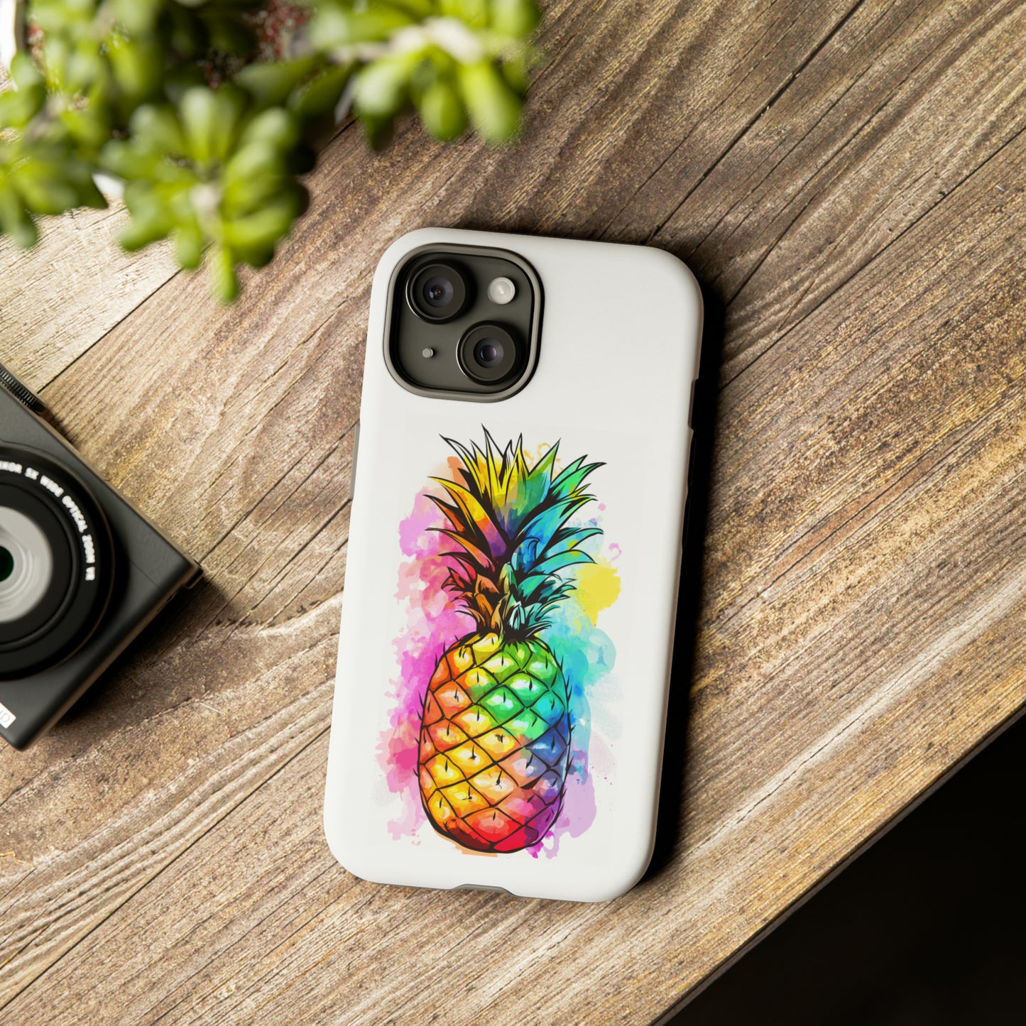 Color Splash Pineapple Hawaiian Phone Case, Tropical, Hibiscus, Wireless Compatible, Protective Cell Phone Case for iPhone, Samsung, Pixel