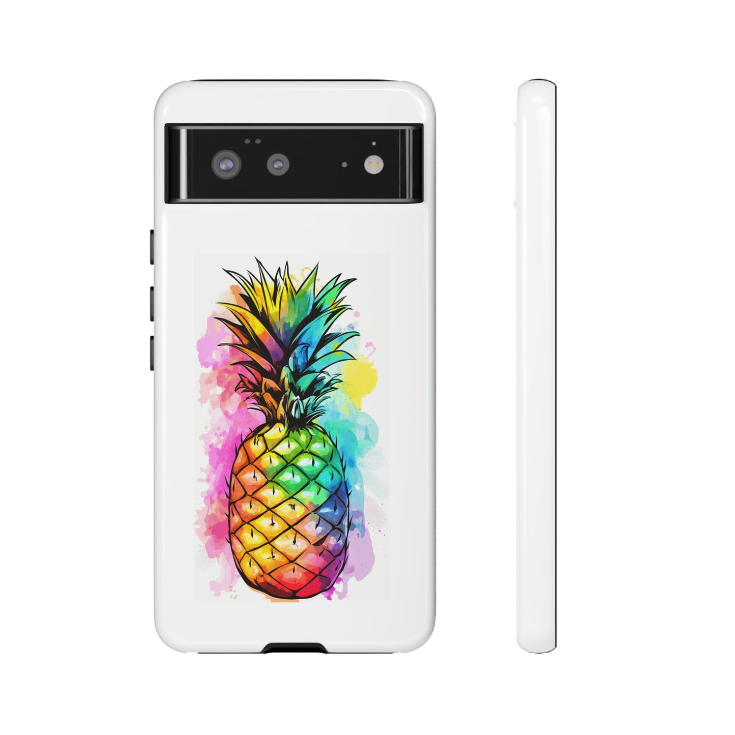 Color Splash Pineapple Hawaiian Phone Case, Tropical, Hibiscus, Wireless Compatible, Protective Cell Phone Case for iPhone, Samsung, Pixel