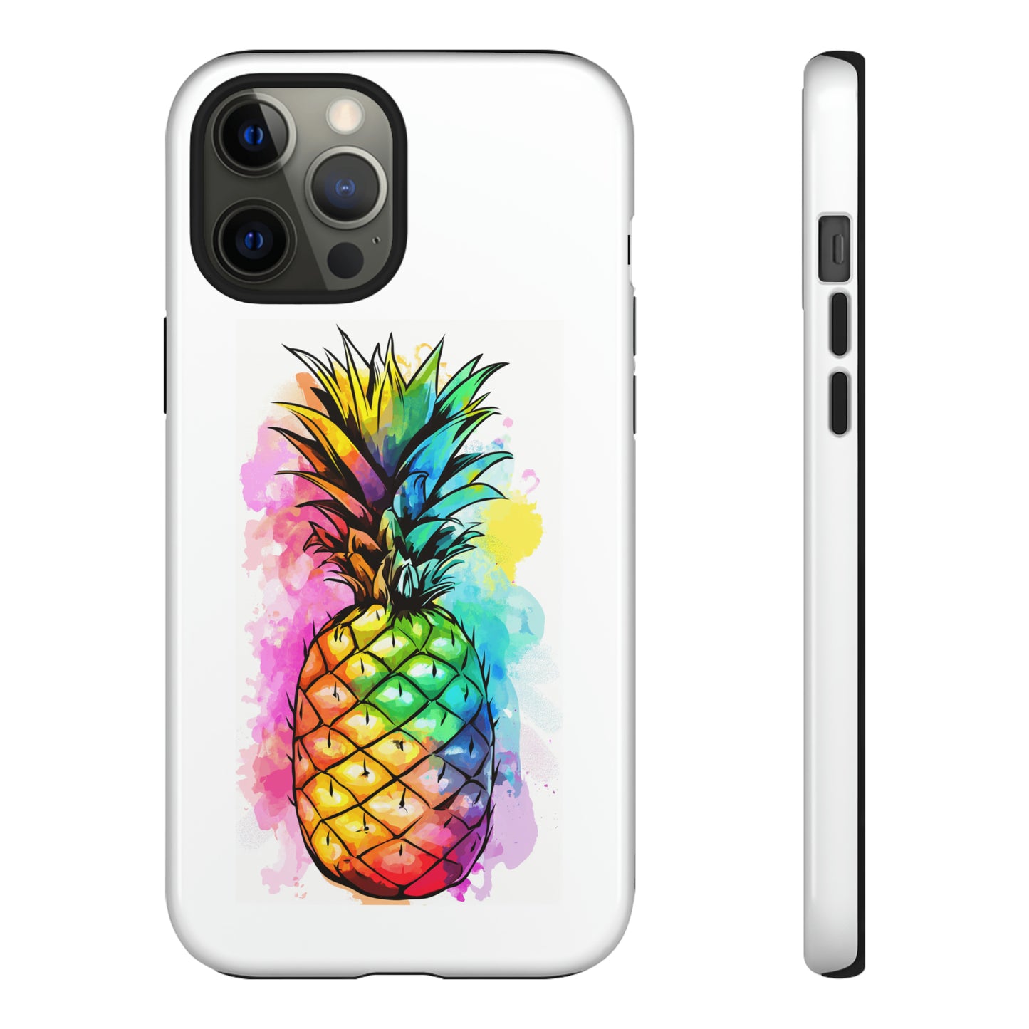 Color Splash Pineapple Hawaiian Phone Case, Tropical, Hibiscus, Wireless Compatible, Protective Cell Phone Case for iPhone, Samsung, Pixel