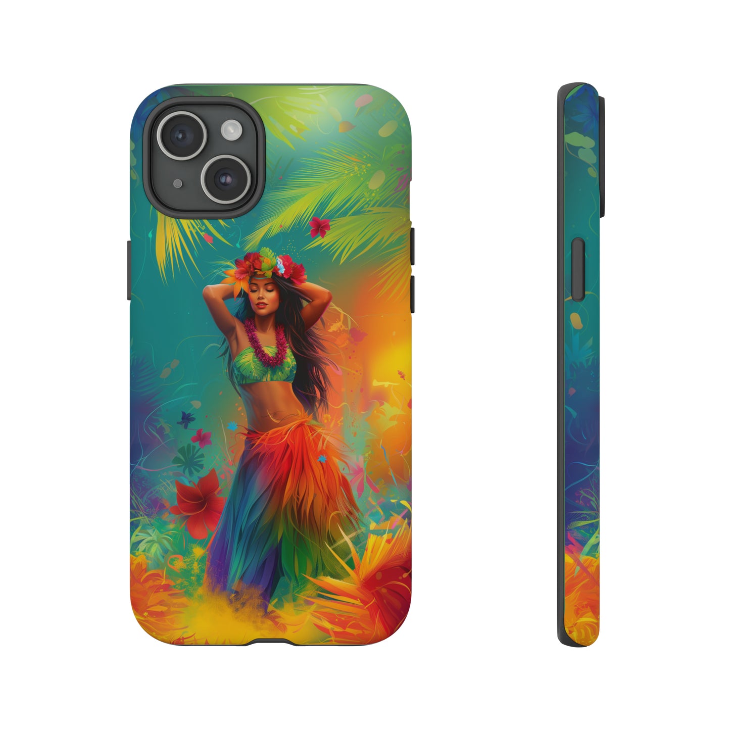 Hula Girl Hawaiian Phone Case, Tropical, Hibiscus, Wireless Compatible, Protective Cell Phone Case for iPhone, Samsung, Pixel phones