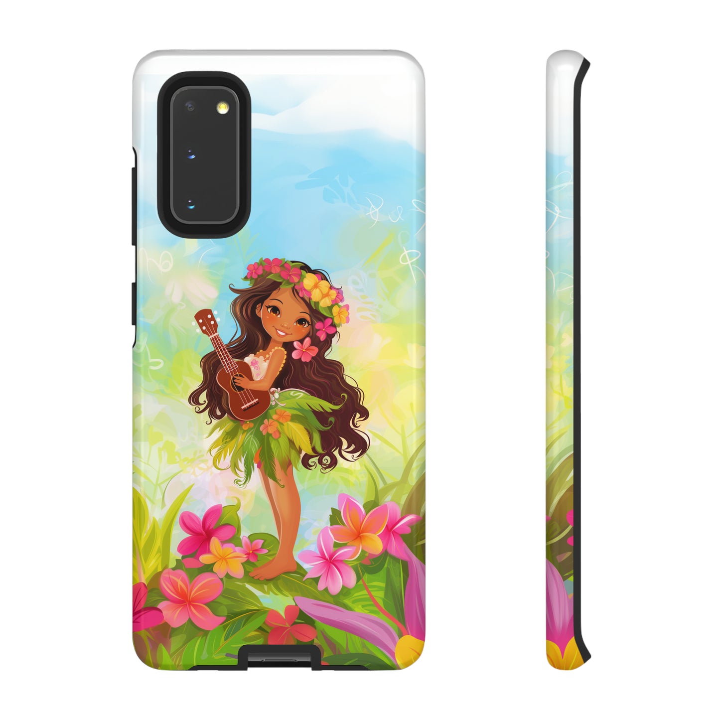 Cute Hula Girl Hawaiian Phone Case, Tropical, Hibiscus, Wireless Compatible, Protective Cell Phone Case for iPhone, Samsung, Pixel phones