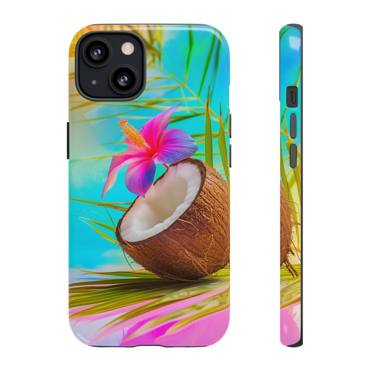 Coconut Colorful Hawaiian Tropical Phone Case, 808, Island Tropics, Wireless Compatible, Protective Cell Phone Case iPhone, Samsung, Pixel
