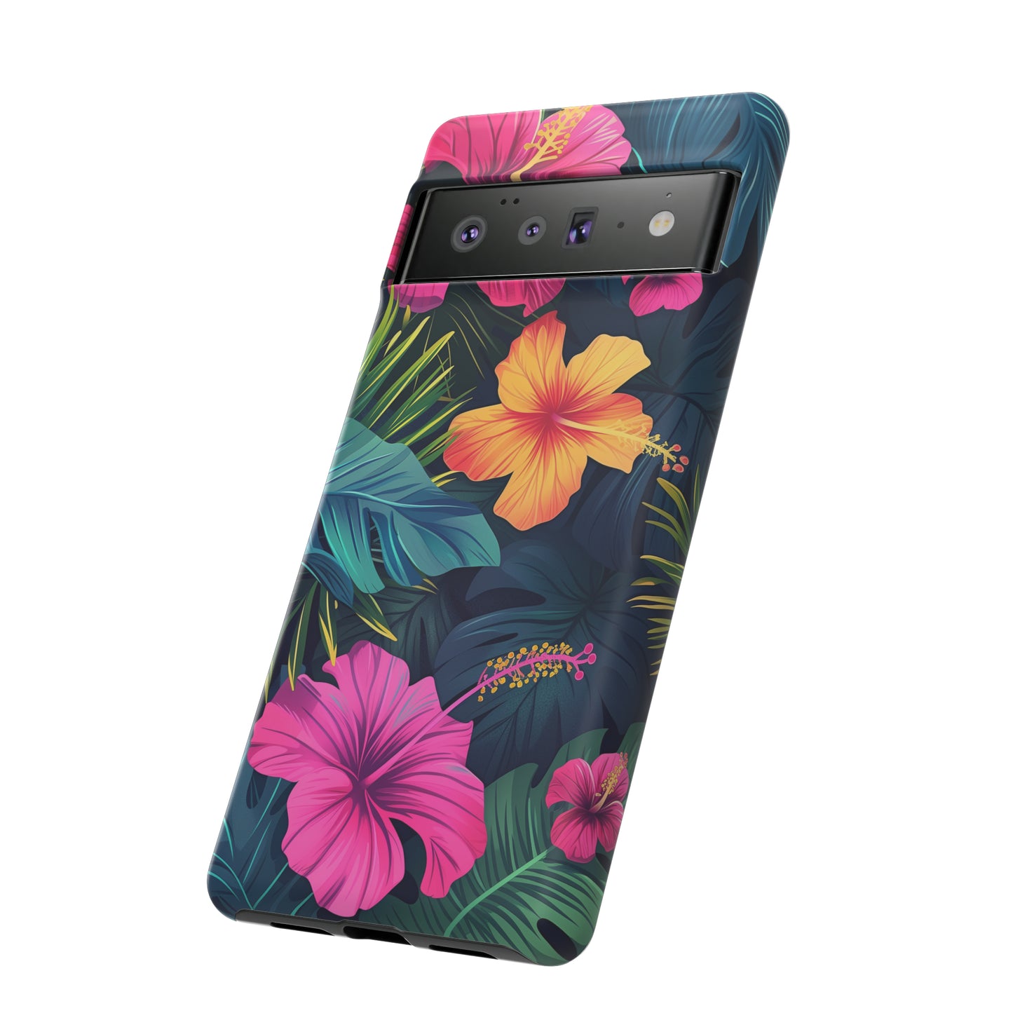 Hibiscus Dark Hawaiian Tropical Phone Case, 808, Island Tropics, Wireless Compatible, Protective Cell Phone Case iPhone, Samsung, Pixel