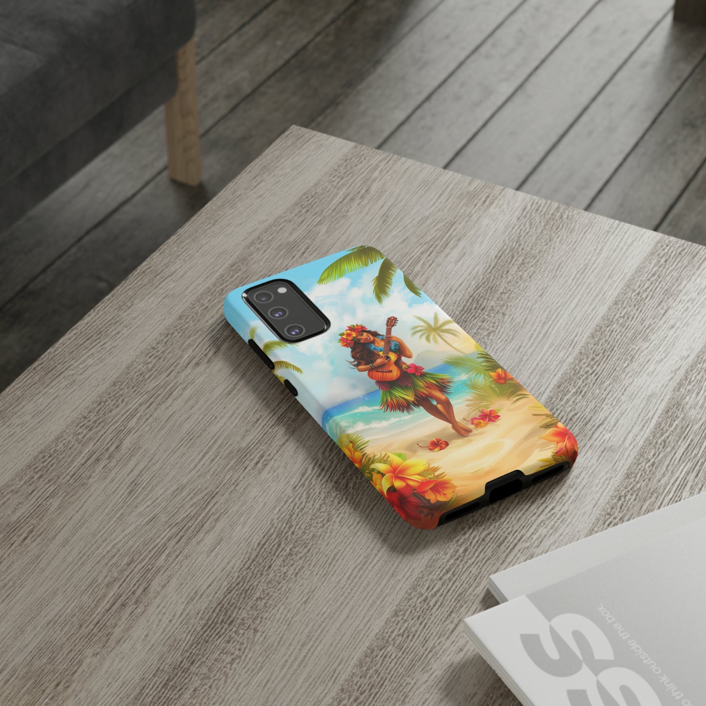 Hula Girl Guitar Hawaiian Phone Case, Tropical, Hibiscus, Wireless Compatible, Protective Cell Phone Case for iPhone, Samsung, Pixel phones