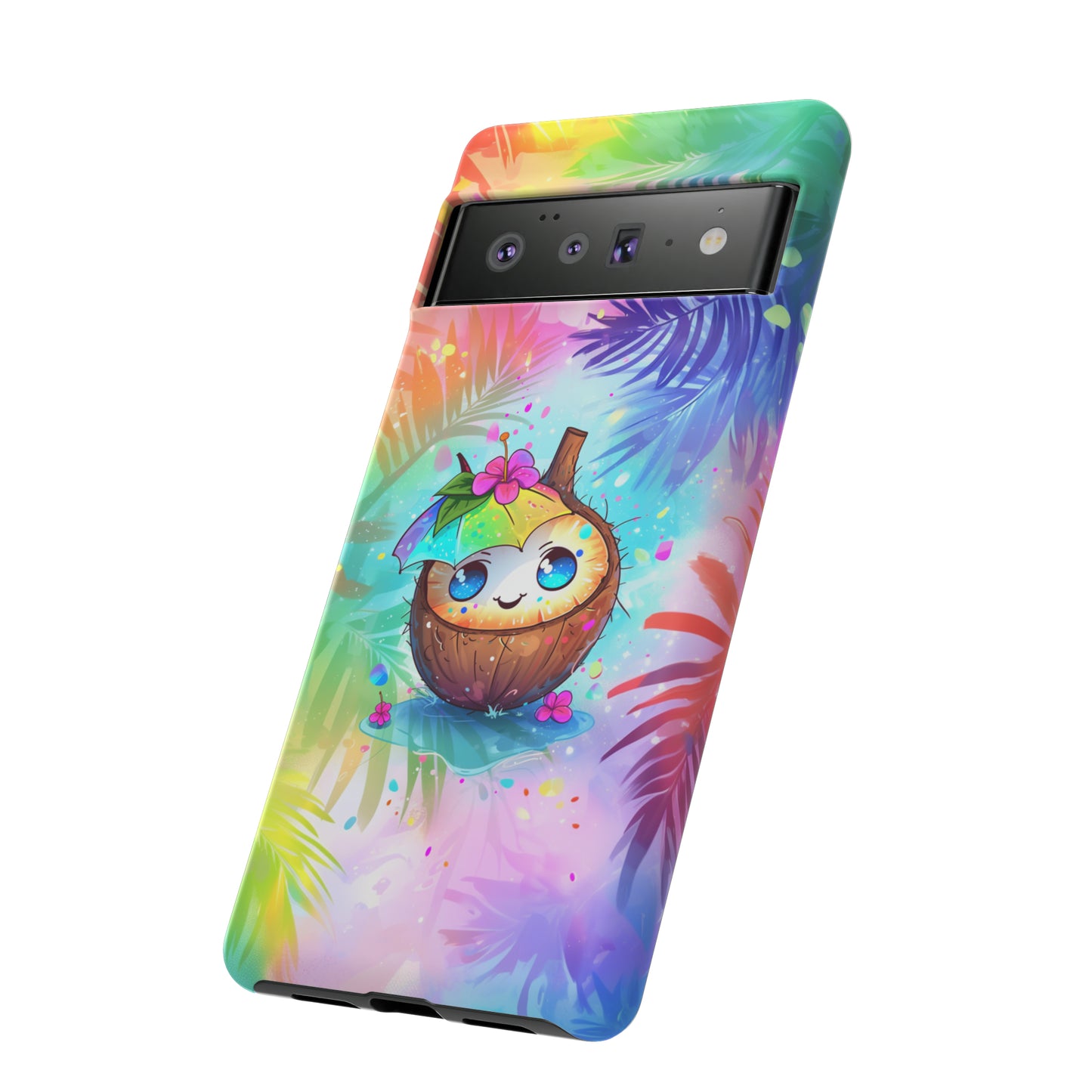 Cute Anime Coconut Hawaiian Tropical Phone Case, 808, Island Tropics, Wireless Compatible, Protective Cell Phone Case iPhone, Samsung, Pixel