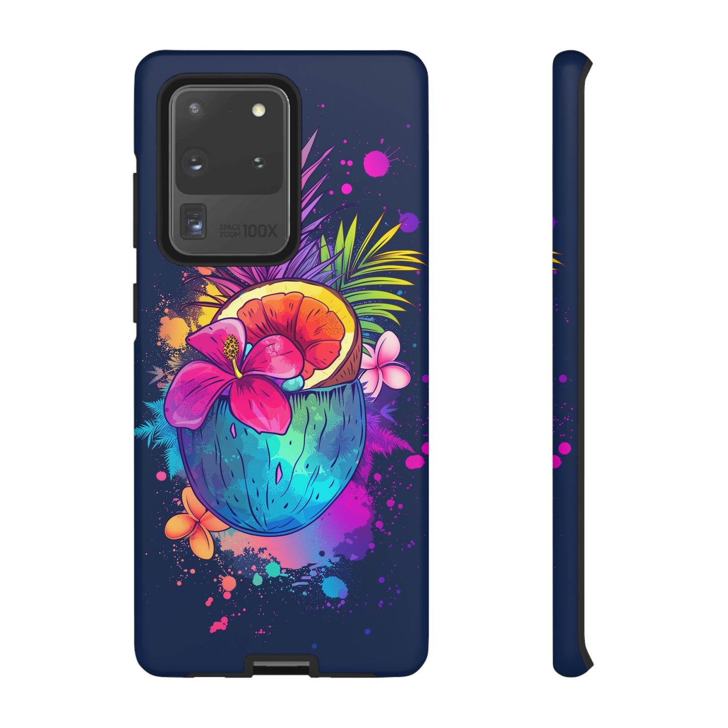 Coconut Dark Colorful Hawaiian Tropical Phone Case, Island Tropics, Wireless Compatible, Protective Cell Phone Case iPhone, Samsung, Pixel