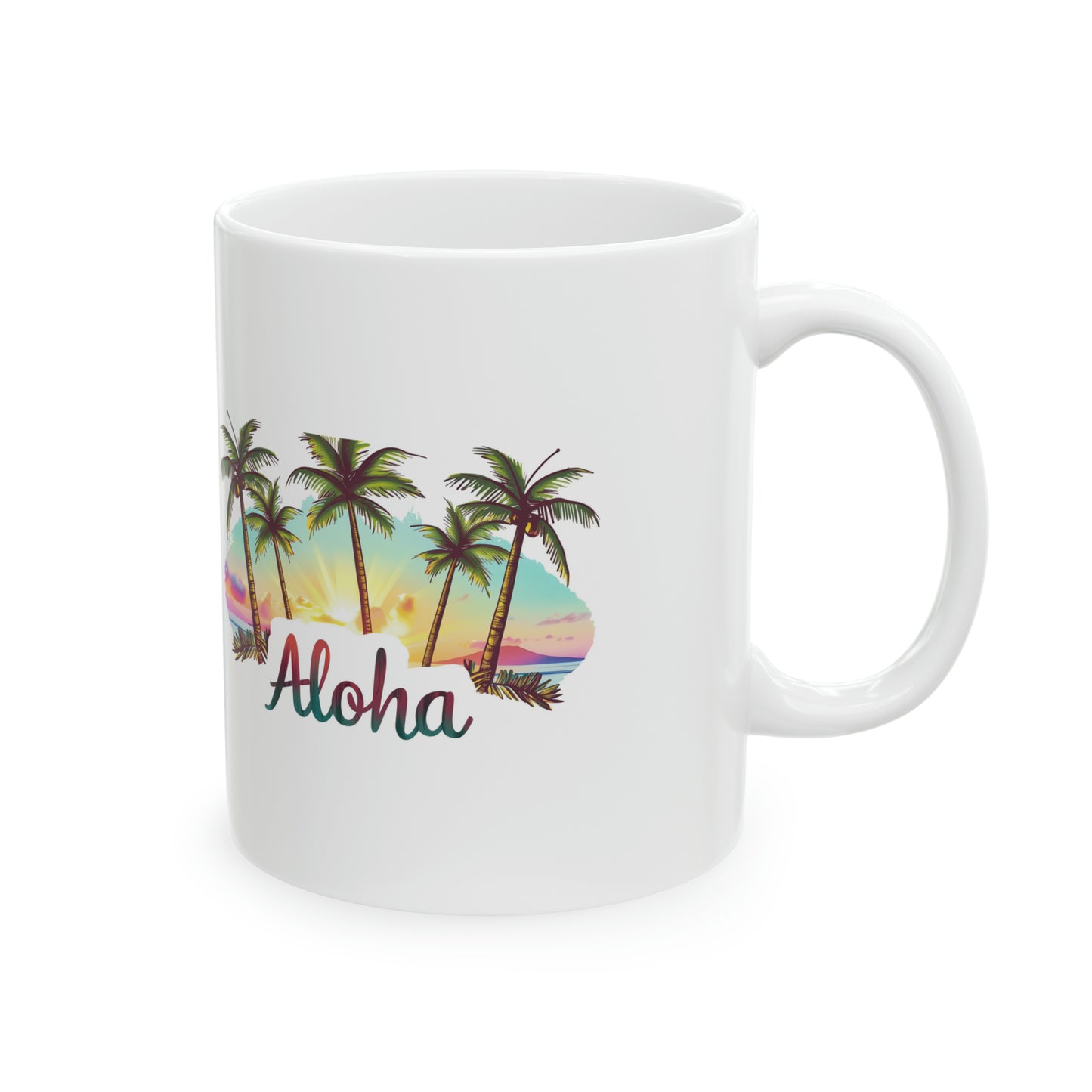 Aloha Sunset Hawaiian Ceramic Mug 11oz, Hawaii Mug, HI Mug, Aloha Mug, 808 Mug, Island Mug, Tropical Mug, Coffee Mug