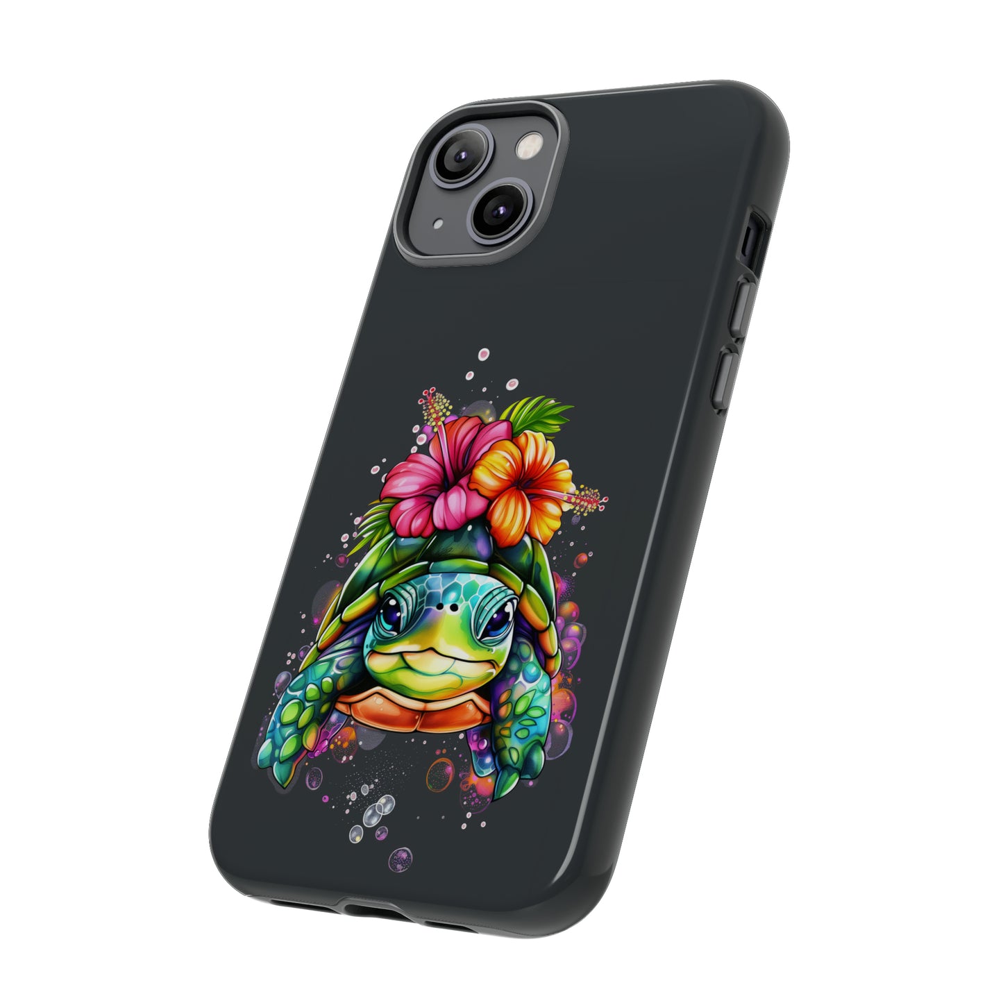 Color Splash Turtle Hawaiian Phone Case, Tropical, Hibiscus, Wireless Compatible, Protective Cell Phone Case for iPhone, Samsung, Pixel