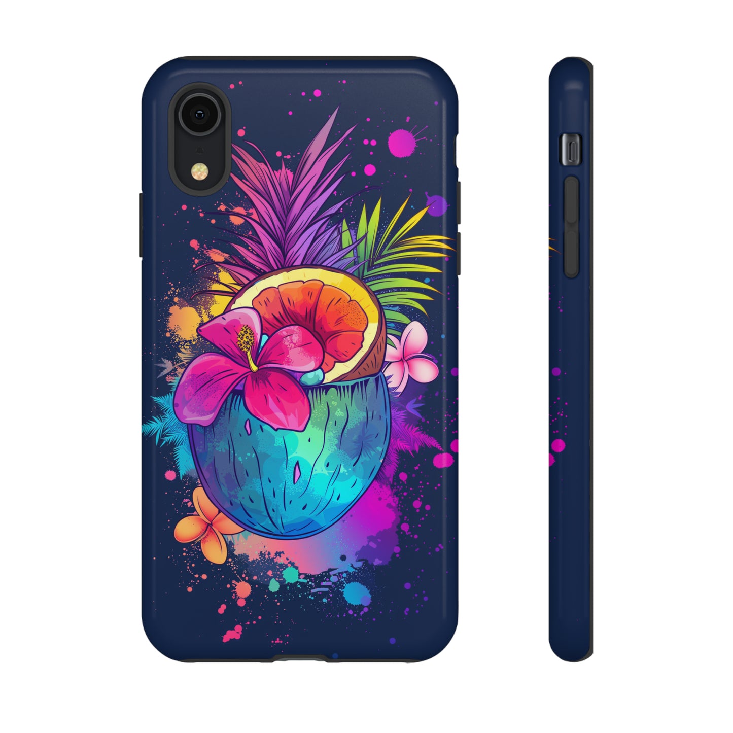 Coconut Dark Colorful Hawaiian Tropical Phone Case, Island Tropics, Wireless Compatible, Protective Cell Phone Case iPhone, Samsung, Pixel