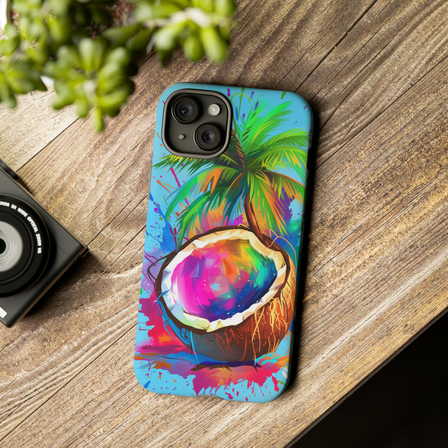 Coconut Colorful Hawaiian Tropical Phone Case, 808, Island Tropics, Wireless Compatible, Protective Cell Phone Case iPhone, Samsung, Pixel