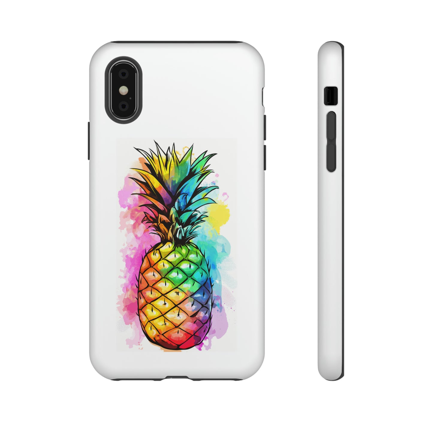 Color Splash Pineapple Hawaiian Phone Case, Tropical, Hibiscus, Wireless Compatible, Protective Cell Phone Case for iPhone, Samsung, Pixel