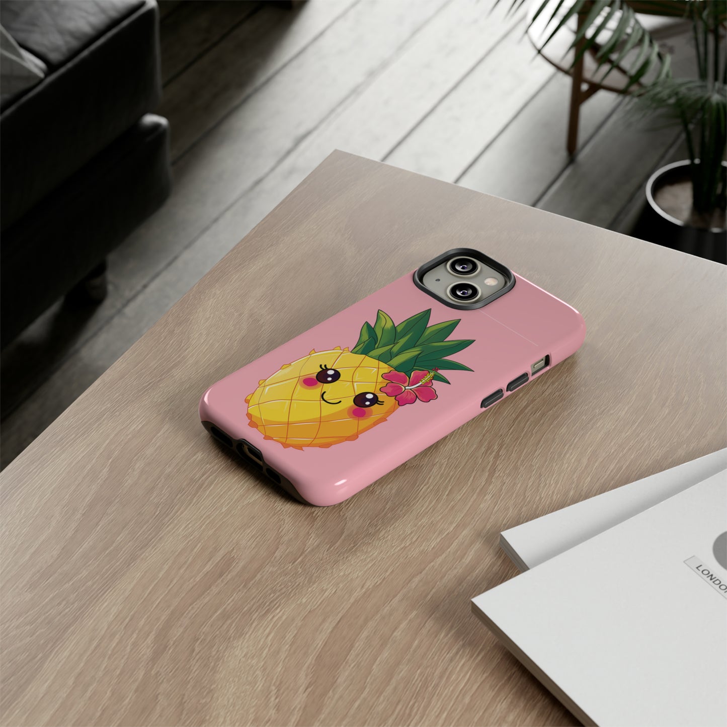 Cute Pineapple Hawaiian Phone Case, Tropical, Hibiscus, Wireless Compatible, Protective Cell Phone Case for iPhone, Samsung, Pixel phones