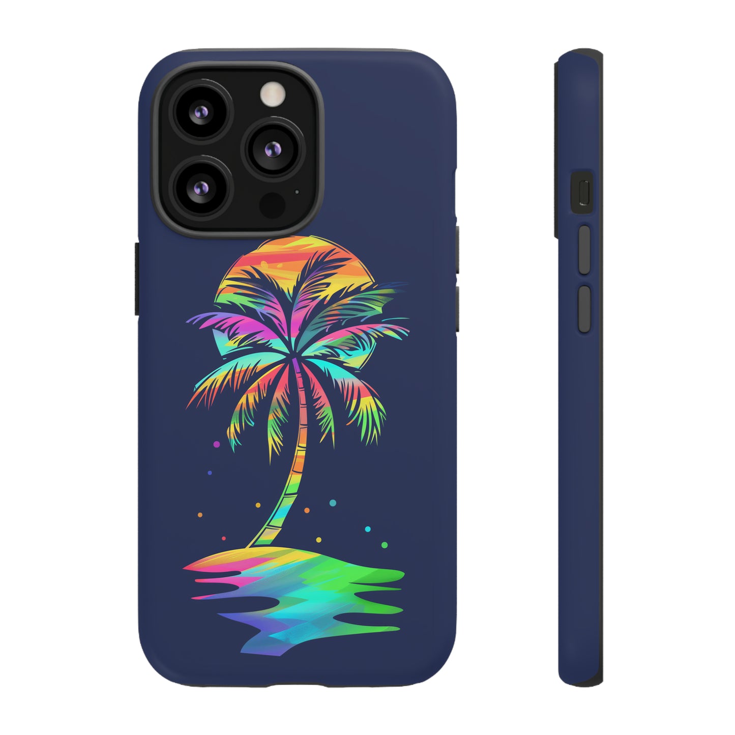 Night Palm Tree Hawaiian Phone Case, Tropical, Hibiscus, Wireless Compatible, Protective Cell Phone Case for iPhone, Samsung, Pixel phones