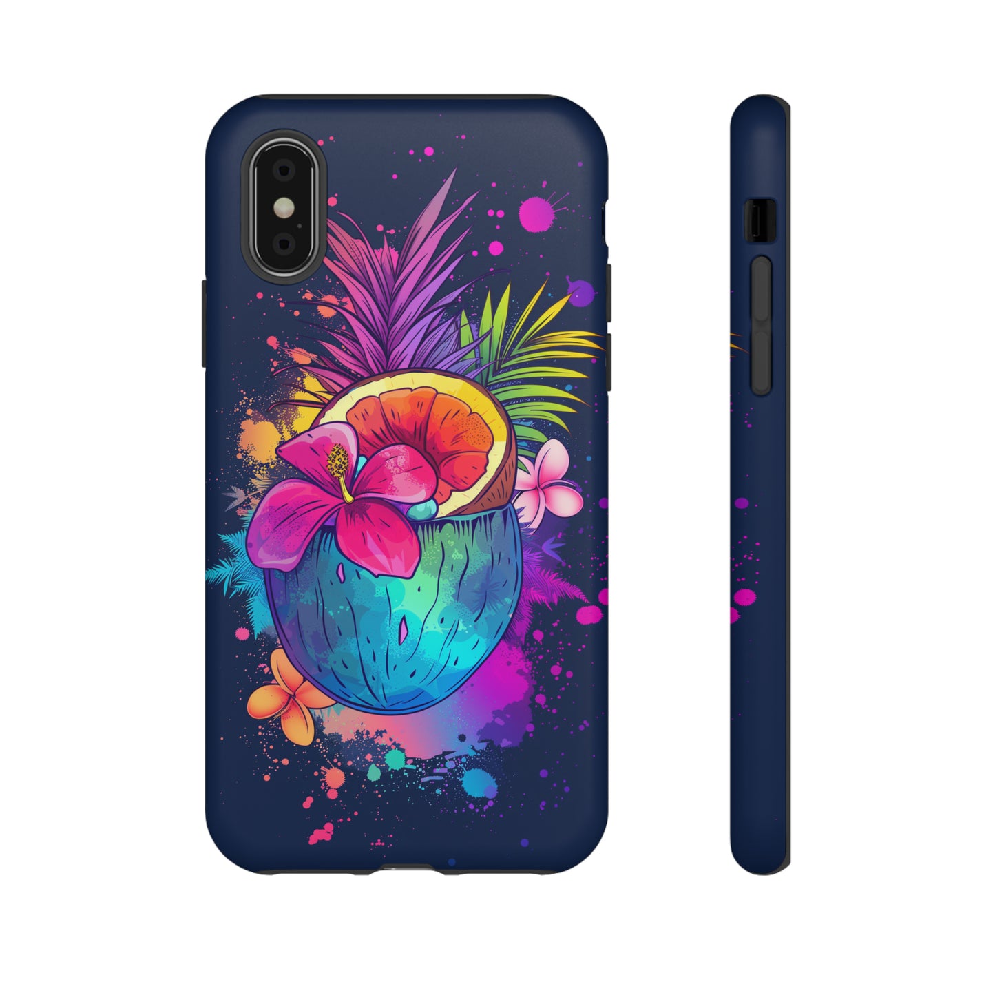 Coconut Dark Colorful Hawaiian Tropical Phone Case, Island Tropics, Wireless Compatible, Protective Cell Phone Case iPhone, Samsung, Pixel