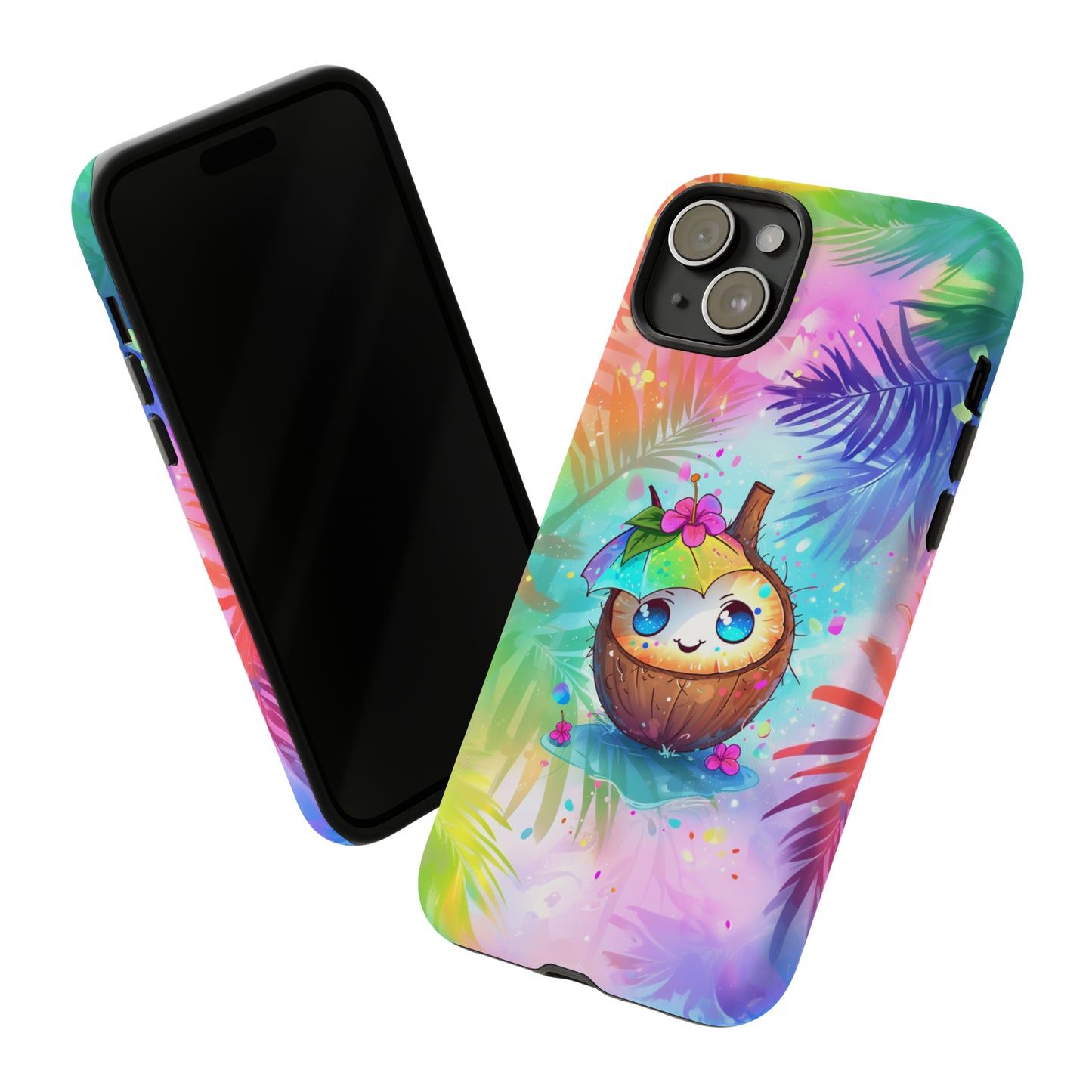 Cute Anime Coconut Hawaiian Tropical Phone Case, 808, Island Tropics, Wireless Compatible, Protective Cell Phone Case iPhone, Samsung, Pixel