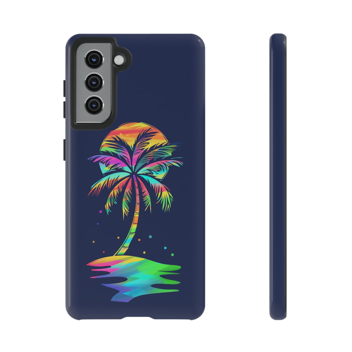 Night Palm Tree Hawaiian Phone Case, Tropical, Hibiscus, Wireless Compatible, Protective Cell Phone Case for iPhone, Samsung, Pixel phones