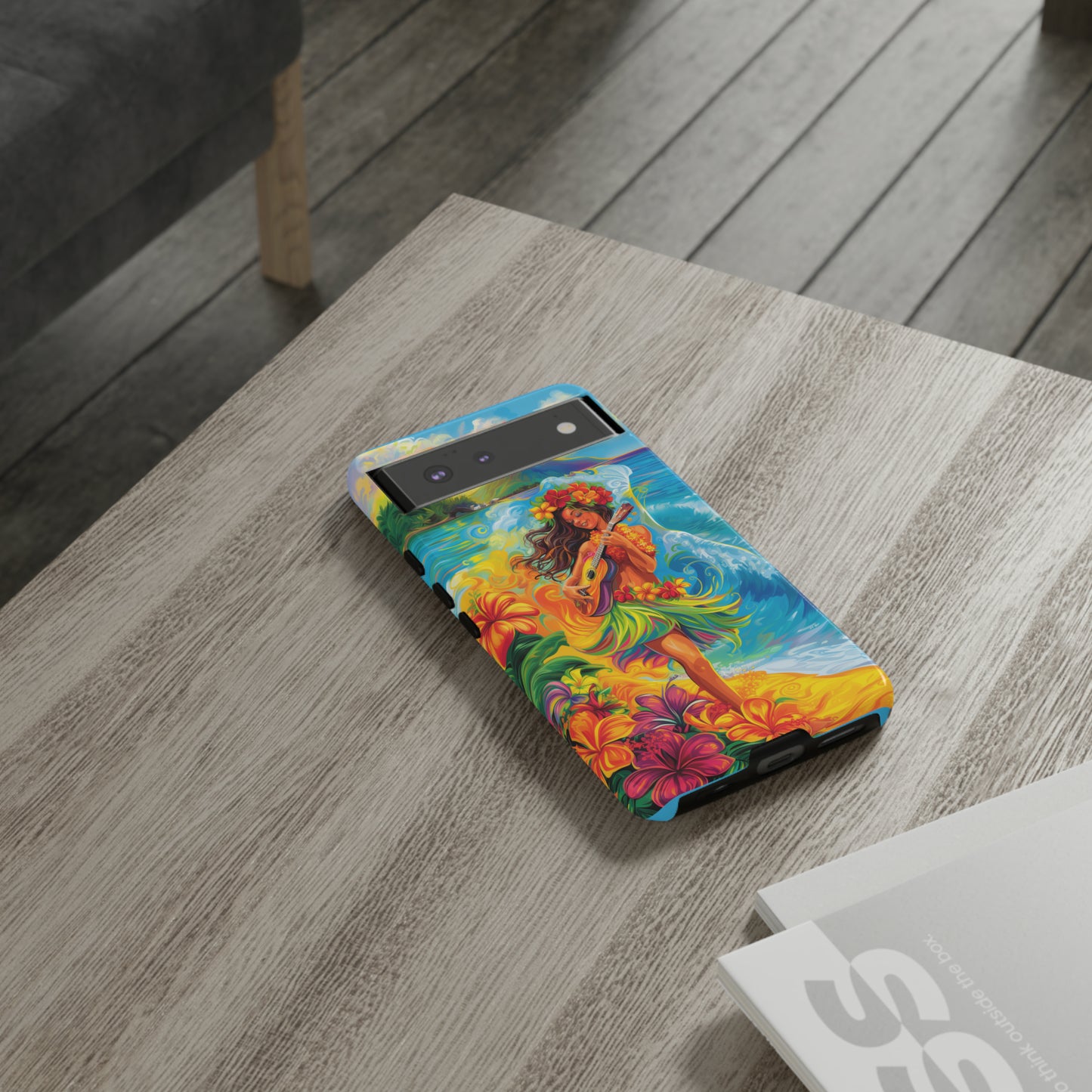 Ukulele Hula Girl Hawaiian Phone Case, Tropical, Hibiscus, Wireless Compatible, Protective Cell Phone Case for iPhone, Samsung, Pixel phones