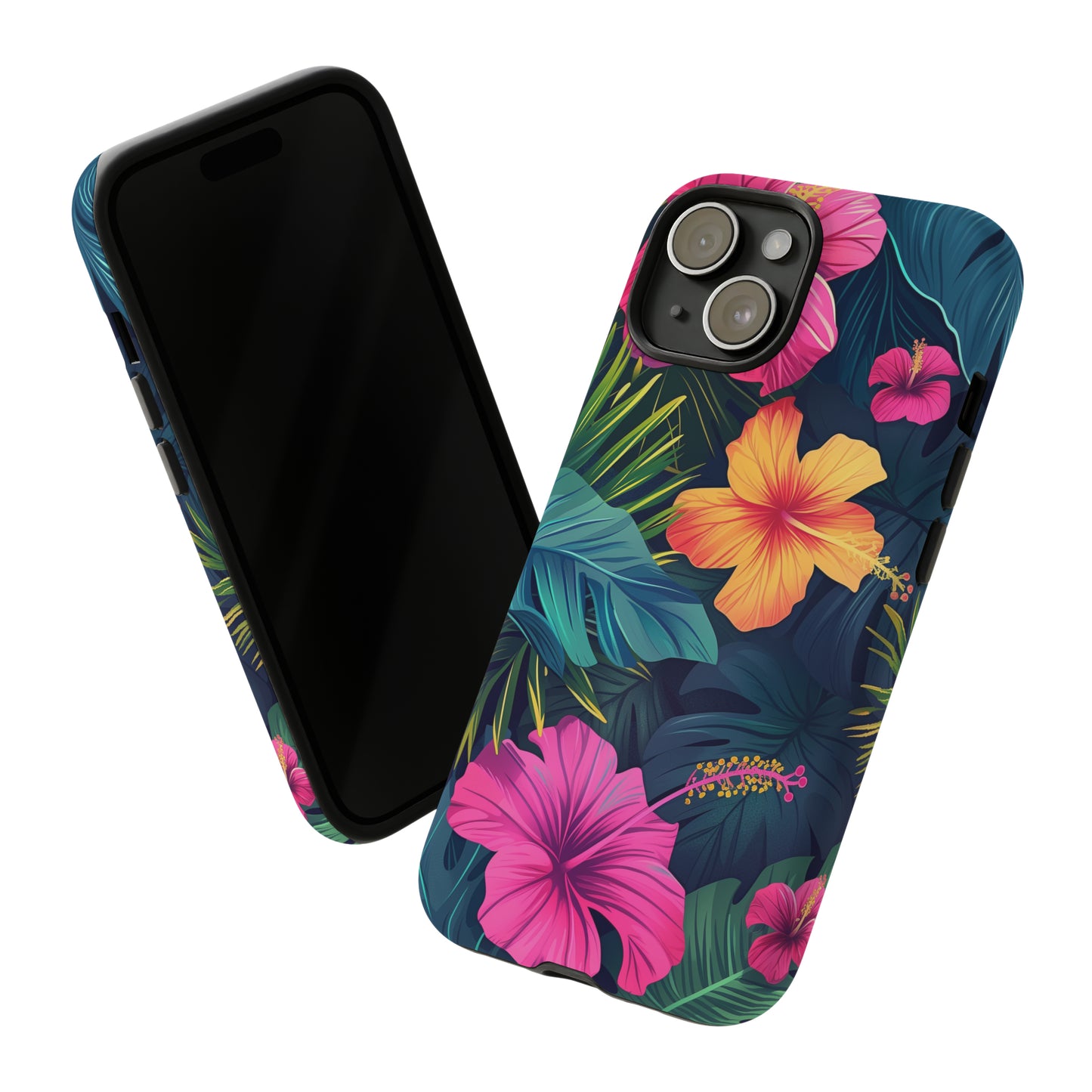 Hibiscus Dark Hawaiian Tropical Phone Case, 808, Island Tropics, Wireless Compatible, Protective Cell Phone Case iPhone, Samsung, Pixel