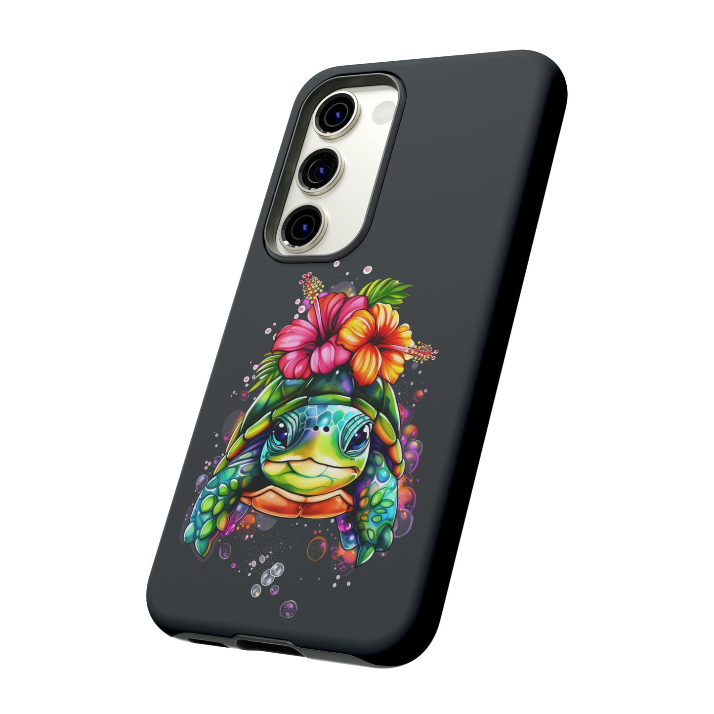Color Splash Turtle Hawaiian Phone Case, Tropical, Hibiscus, Wireless Compatible, Protective Cell Phone Case for iPhone, Samsung, Pixel