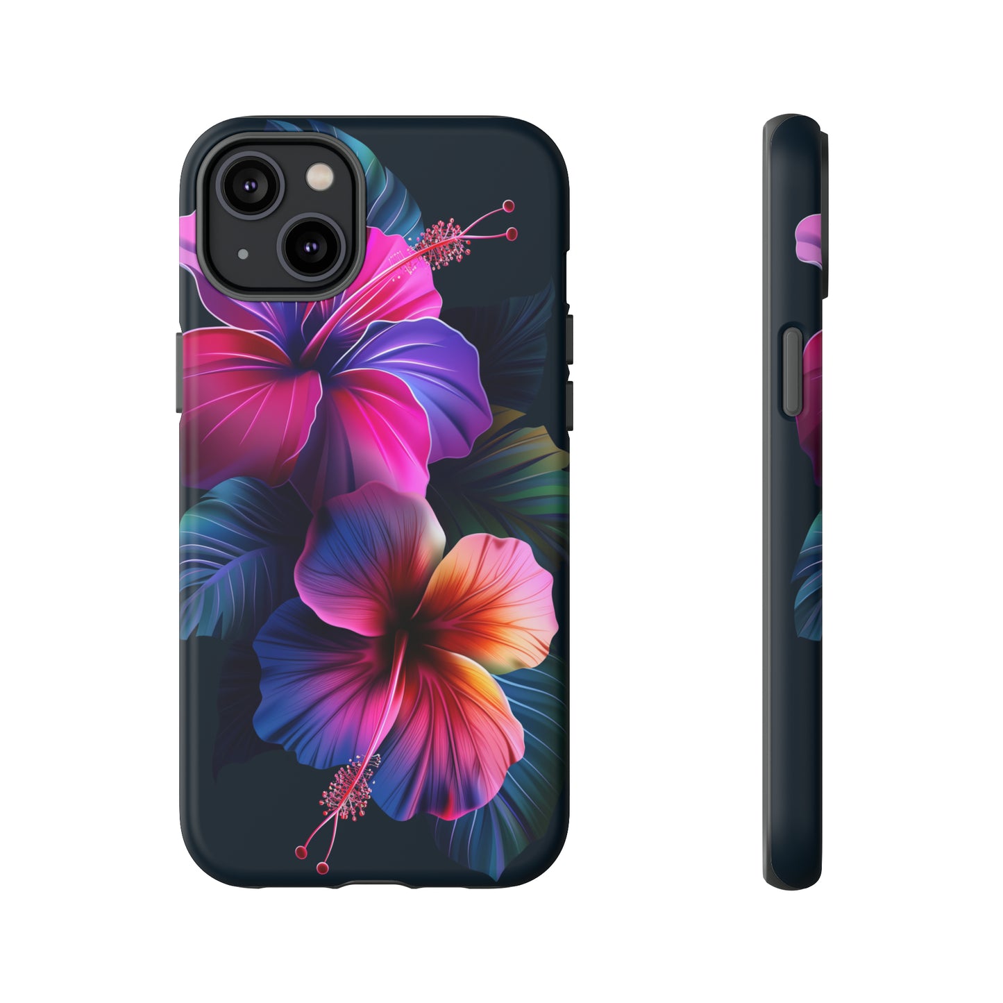 Hibiscus Neon Dark Hawaiian Tropical Phone Case, 808, Island Tropics, Wireless Compatible, Protective Cell Phone Case iPhone, Samsung, Pixel