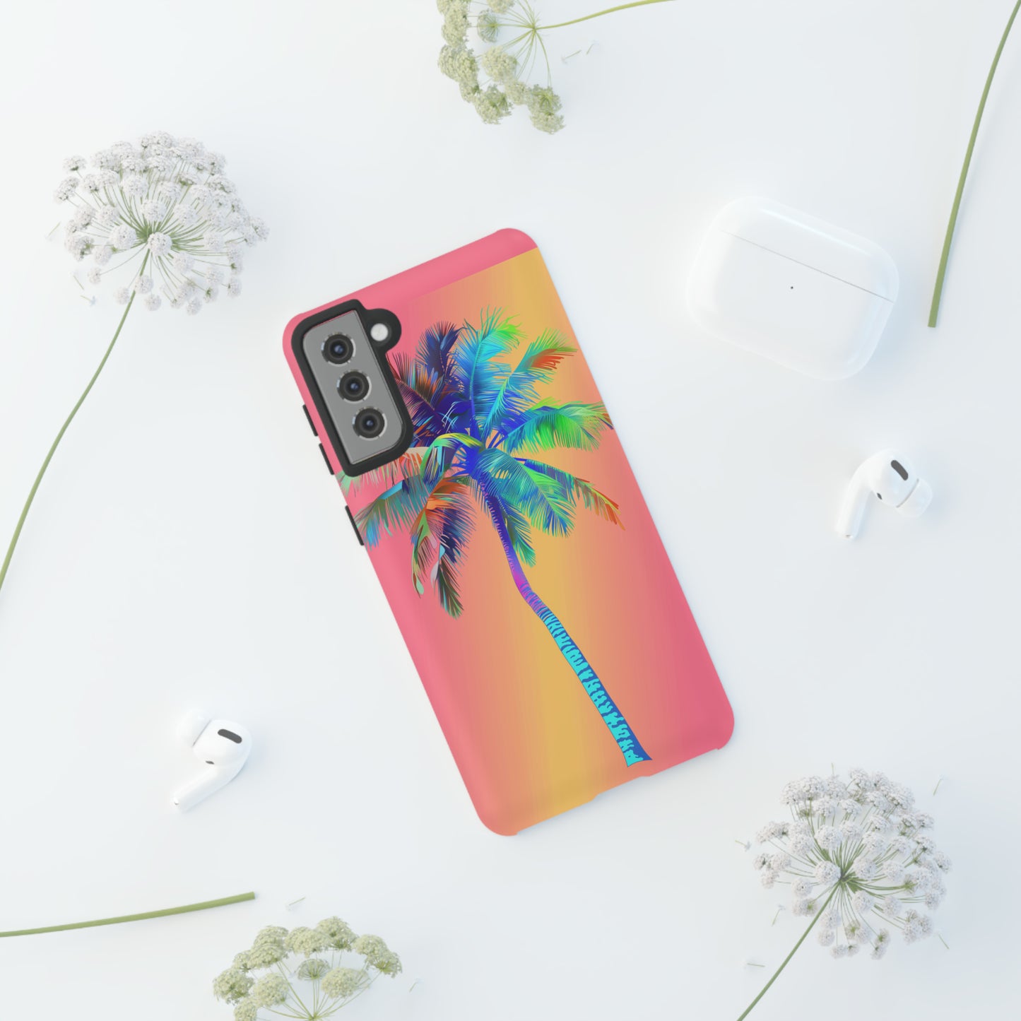 Palm Tree Pink Hawaiian Tropical Phone Case, 808, Island Tropics, Wireless Compatible, Protective Cell Phone Case for iPhone, Samsung, Pixel