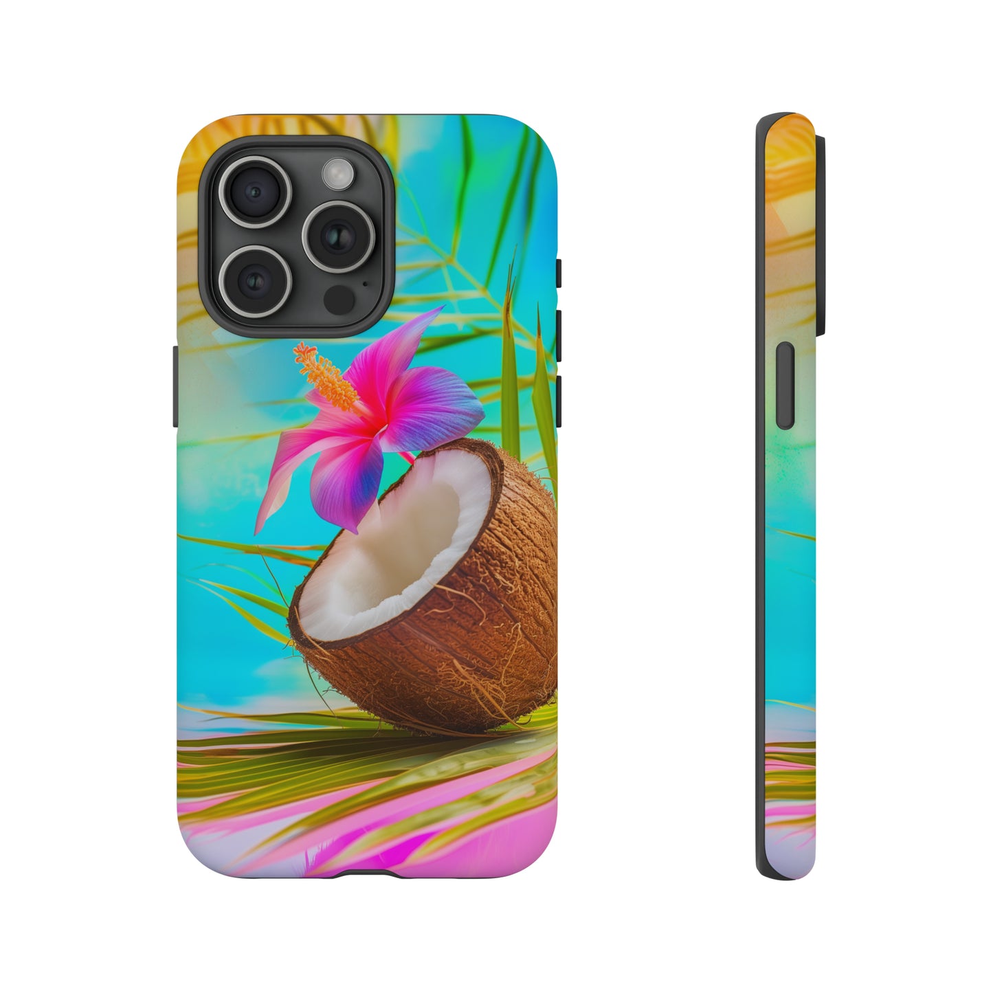 Coconut Colorful Hawaiian Tropical Phone Case, 808, Island Tropics, Wireless Compatible, Protective Cell Phone Case iPhone, Samsung, Pixel