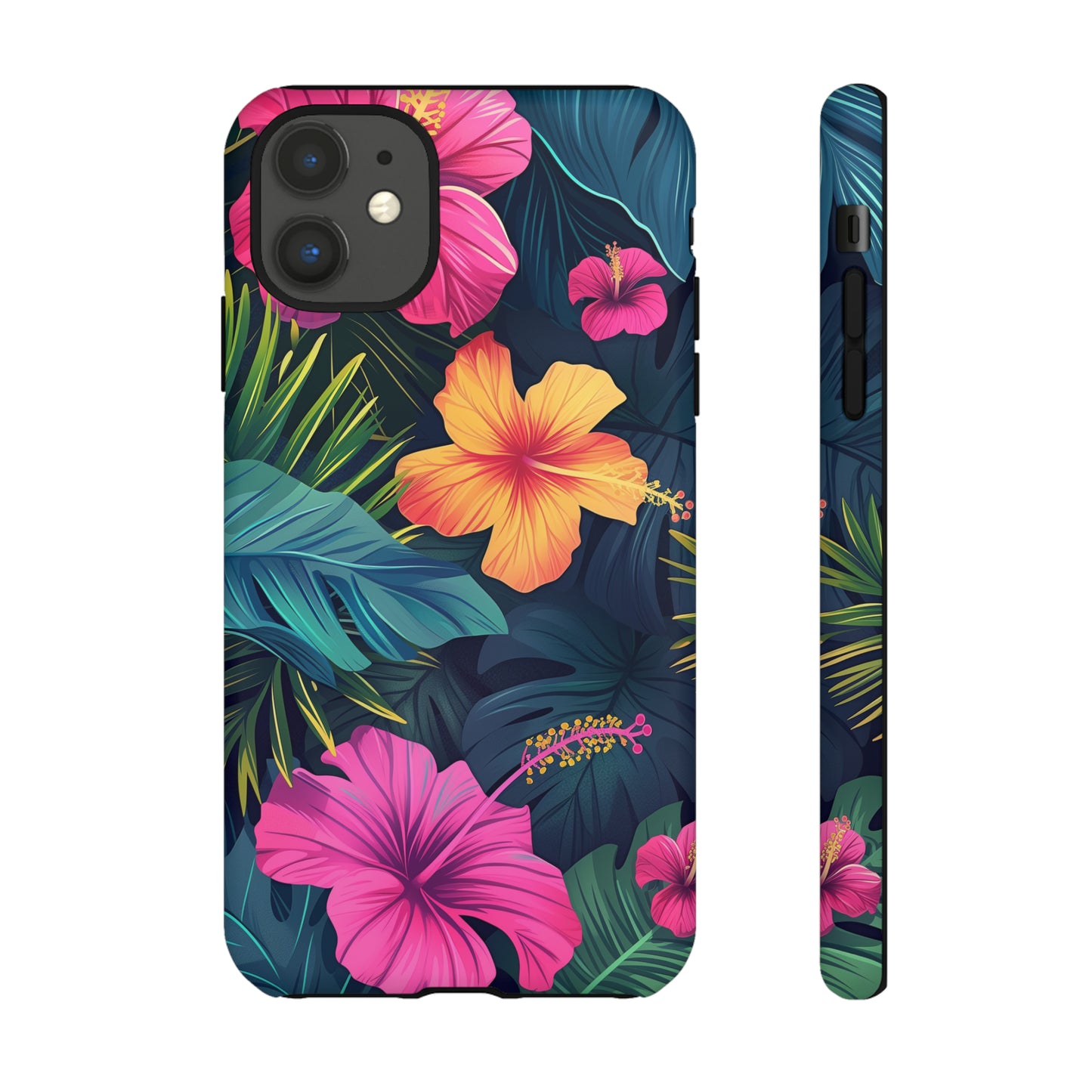 Hibiscus Dark Hawaiian Tropical Phone Case, 808, Island Tropics, Wireless Compatible, Protective Cell Phone Case iPhone, Samsung, Pixel