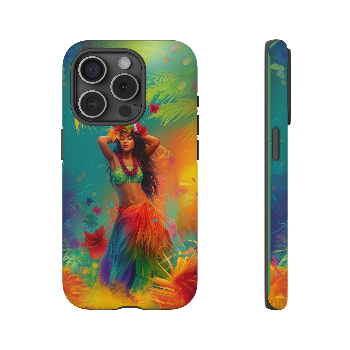 Hula Girl Hawaiian Phone Case, Tropical, Hibiscus, Wireless Compatible, Protective Cell Phone Case for iPhone, Samsung, Pixel phones