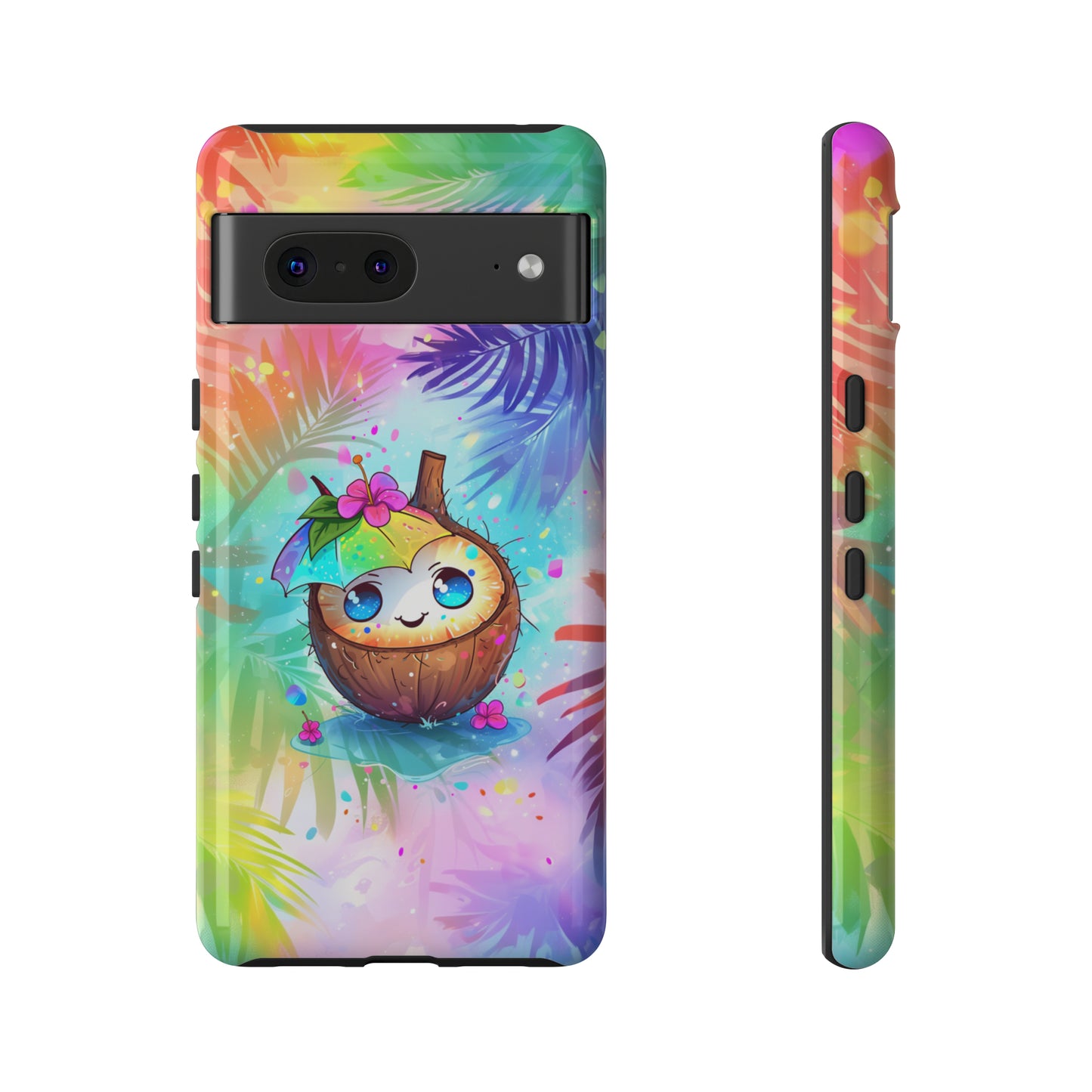 Cute Anime Coconut Hawaiian Tropical Phone Case, 808, Island Tropics, Wireless Compatible, Protective Cell Phone Case iPhone, Samsung, Pixel