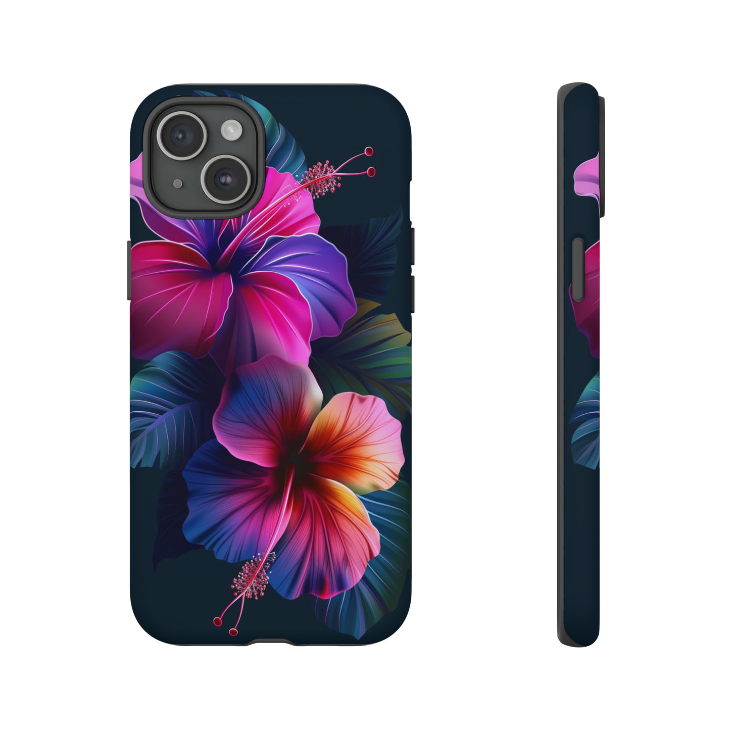 Hibiscus Neon Dark Hawaiian Tropical Phone Case, 808, Island Tropics, Wireless Compatible, Protective Cell Phone Case iPhone, Samsung, Pixel