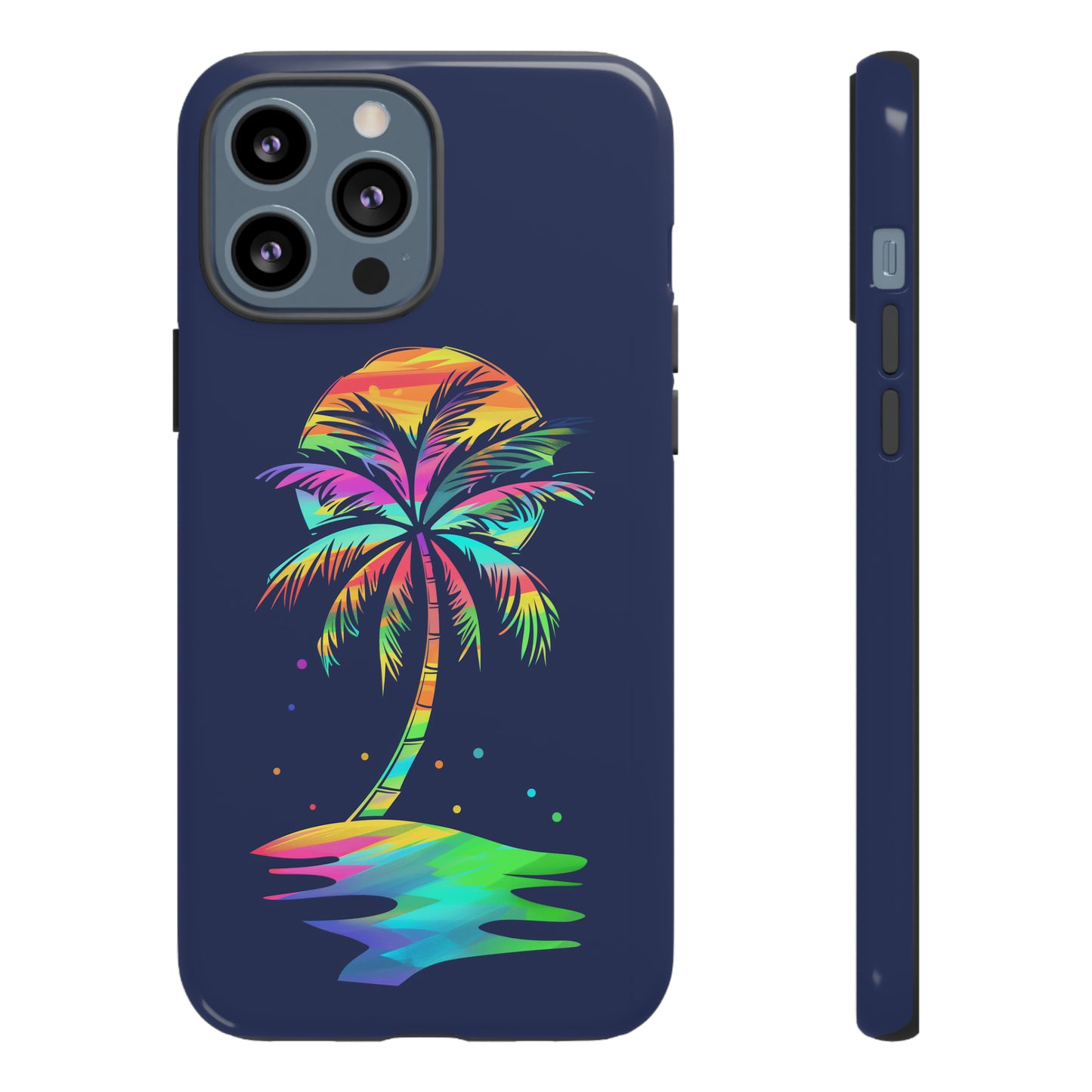 Night Palm Tree Hawaiian Phone Case, Tropical, Hibiscus, Wireless Compatible, Protective Cell Phone Case for iPhone, Samsung, Pixel phones