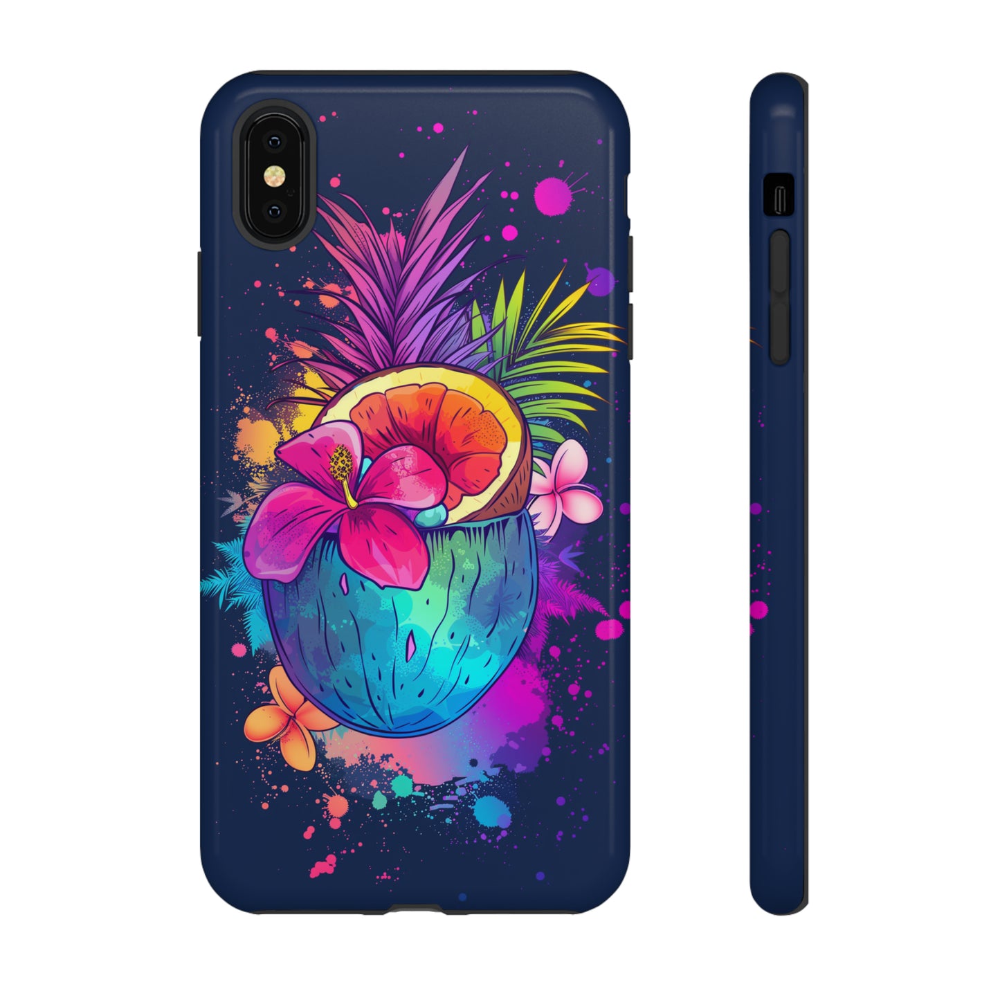 Coconut Dark Colorful Hawaiian Tropical Phone Case, Island Tropics, Wireless Compatible, Protective Cell Phone Case iPhone, Samsung, Pixel